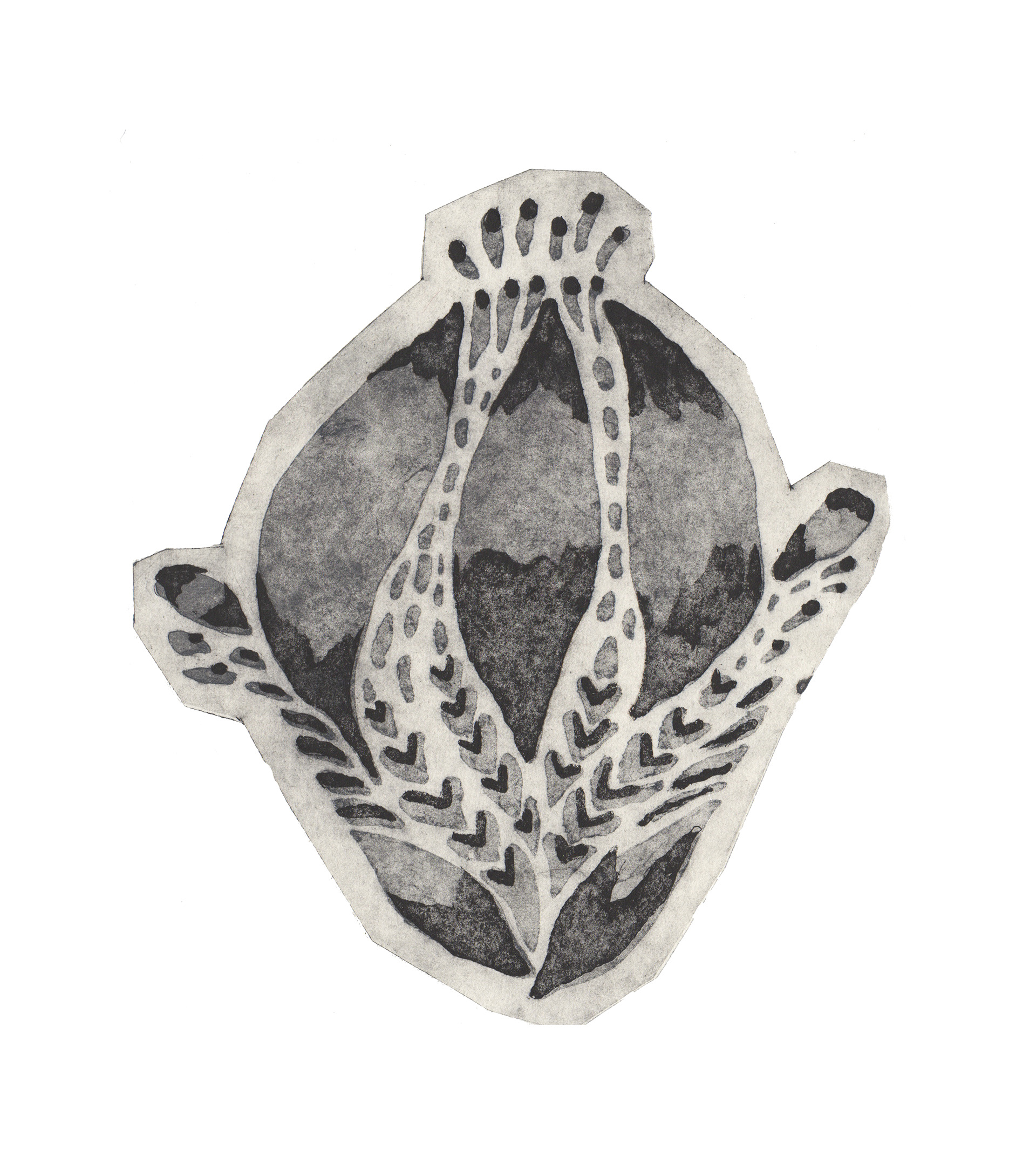 Kemut, print from engraved cardboard plate, 23 x 26, 2019