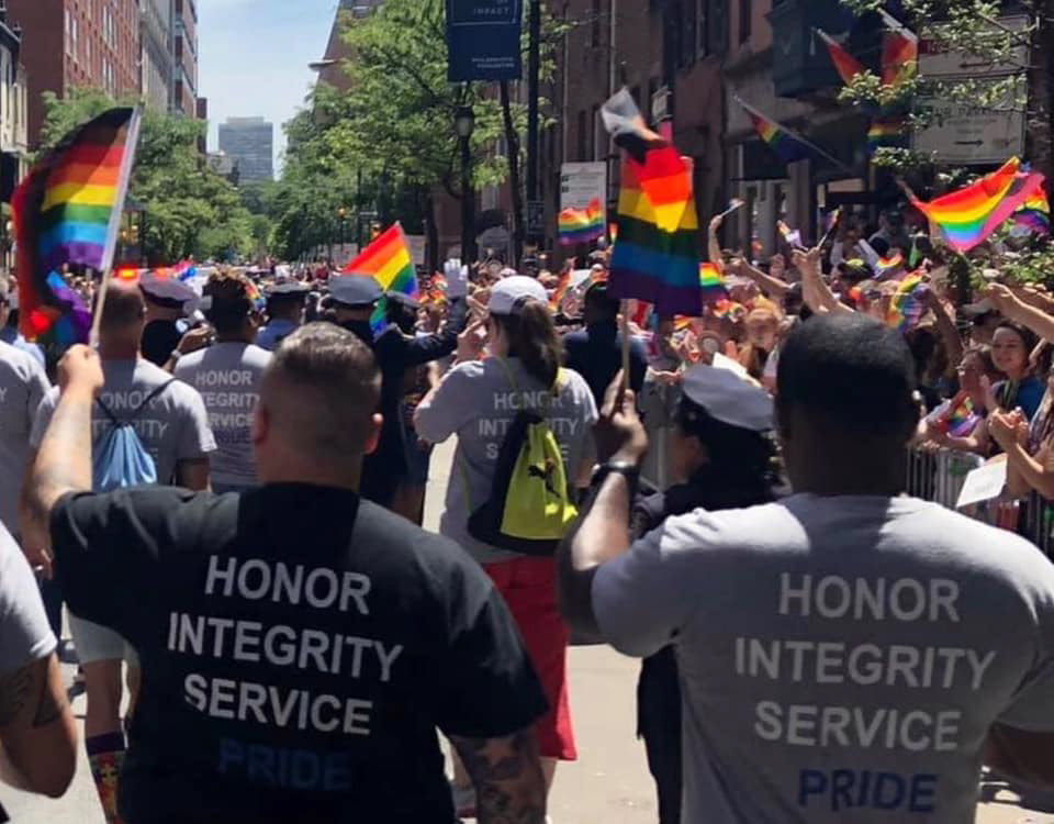 Philadelphia Police Officers marching in the Philadelphia Pride Parade - June, 2019 | Photo courtesy of Nicholas Tees