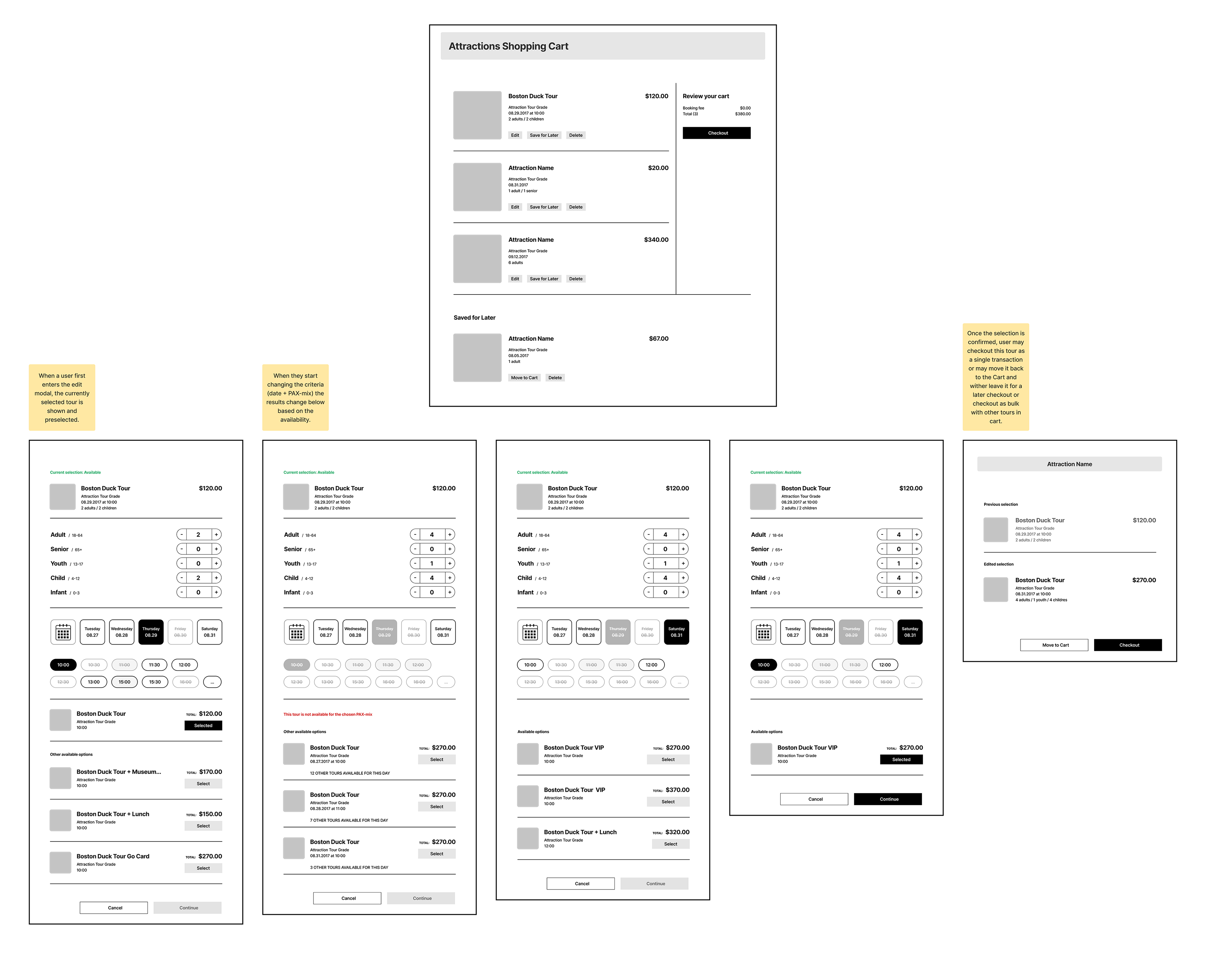 Revised wireframes for change pax-mix flow