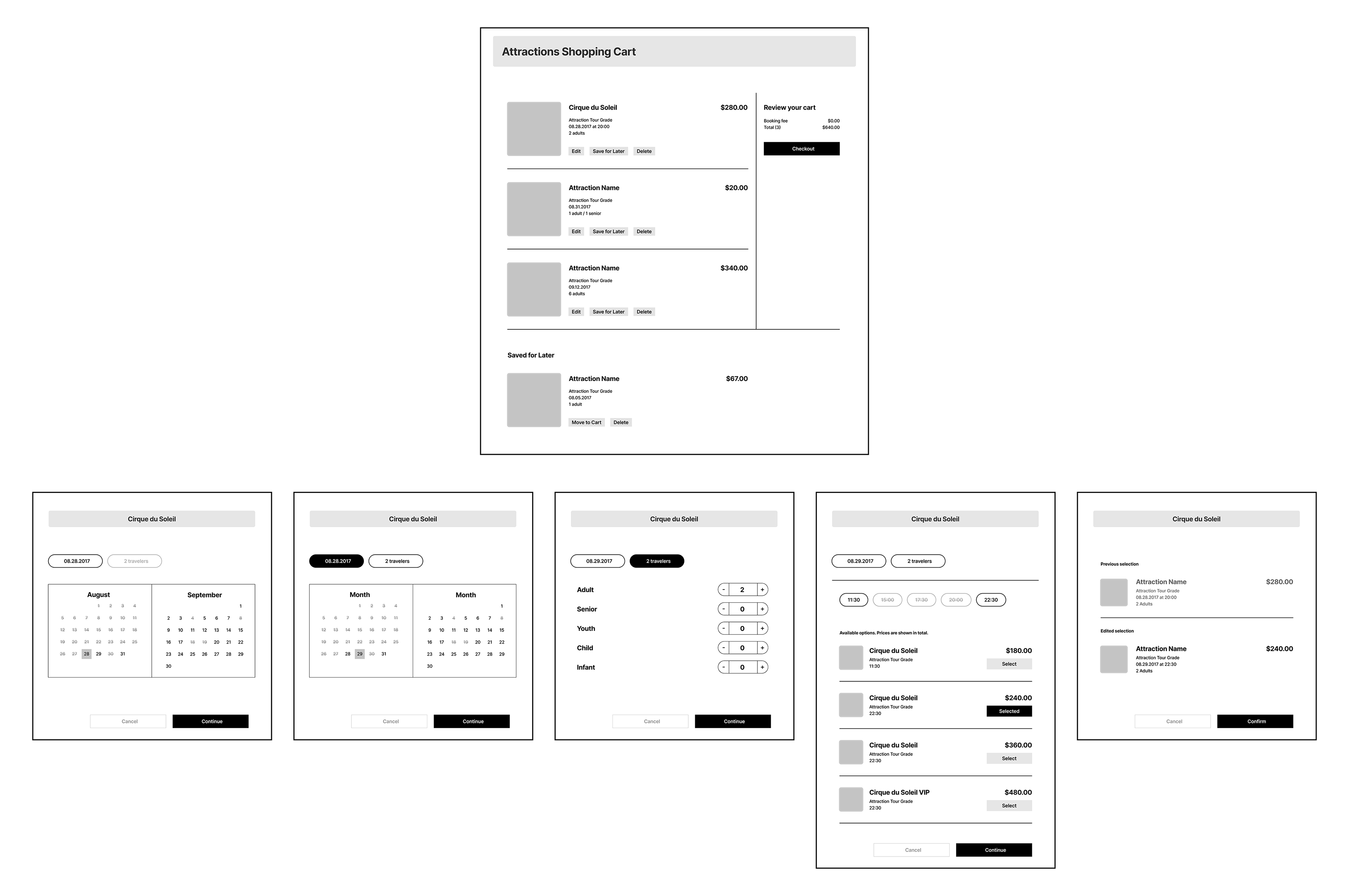First pass at wireframes for date change flow