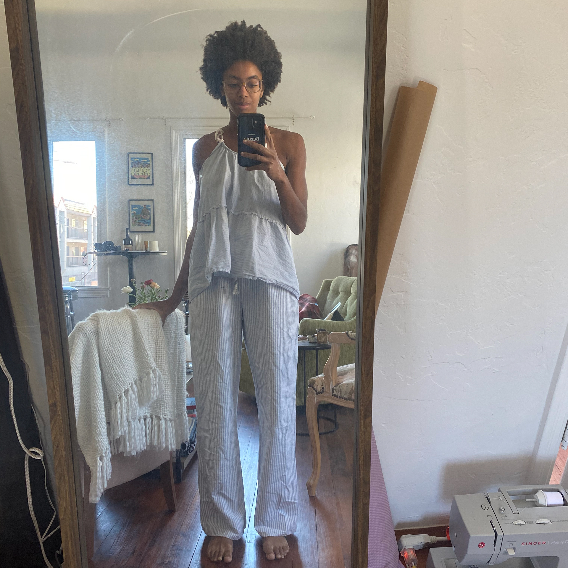 Jasmine in samples of her sleepwear.