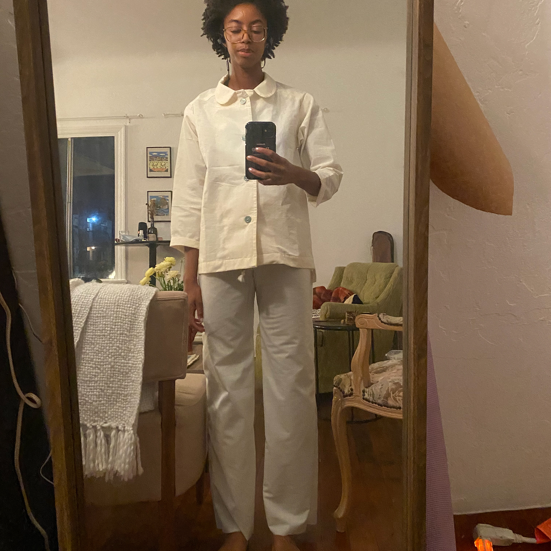 Jasmine in samples of her sleepwear.