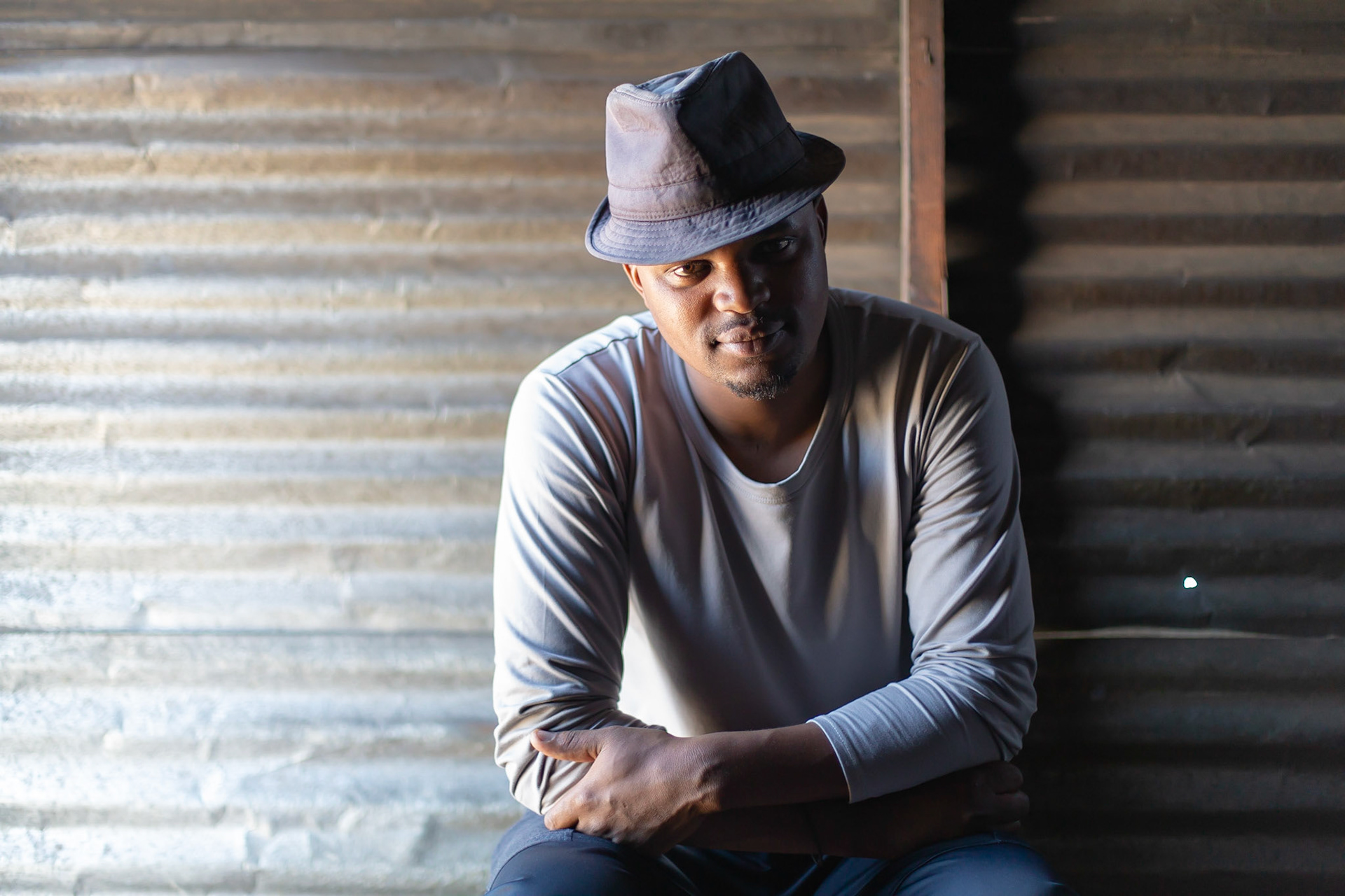 Man in a "pub" in a township in Southafrica in 2016