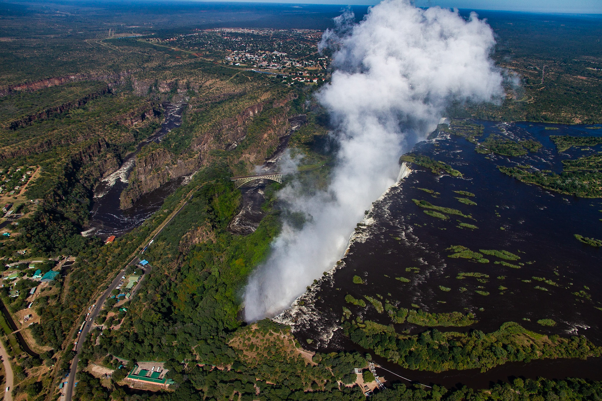 Flying over Victoria Falls