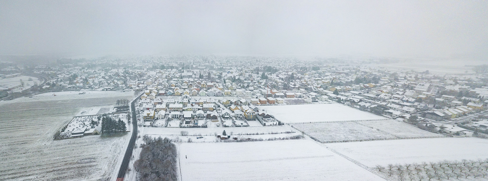 Einhausen im Schnee von oben 1.Advent 2017