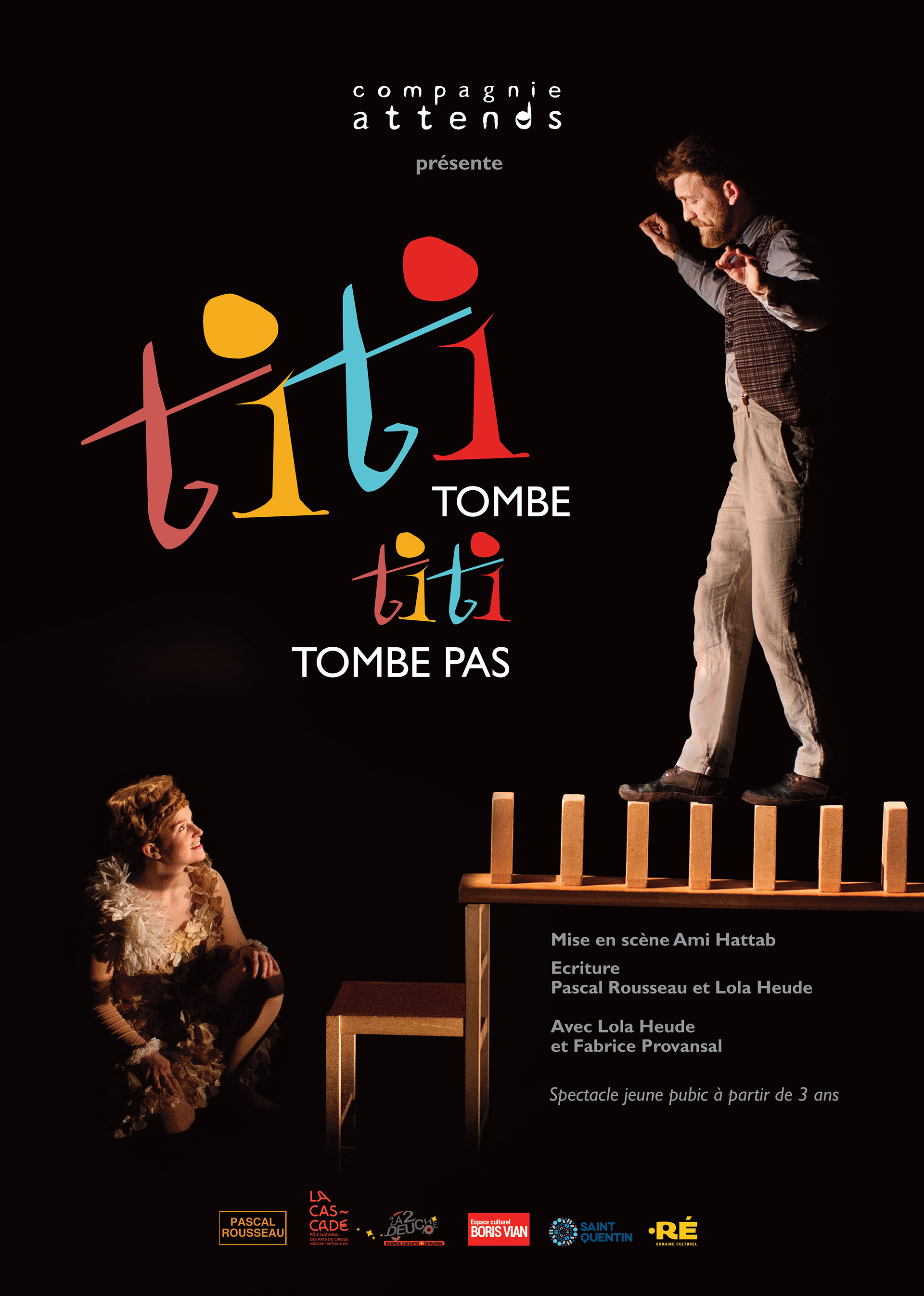 Affiche "Titi tombe Titi tombe pas"Cie Attends