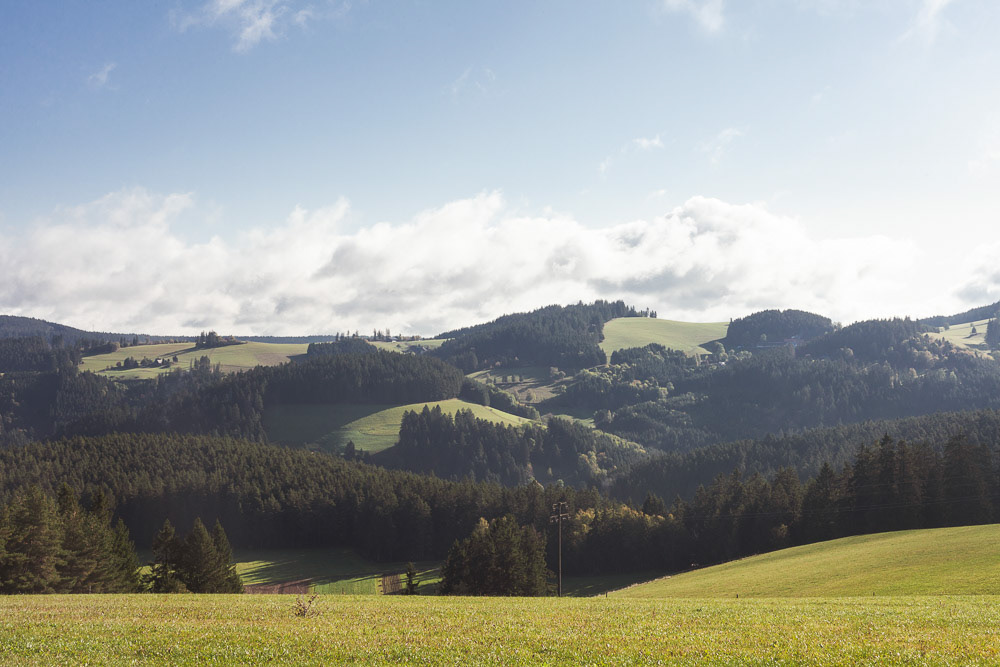 Ochtendzicht vanop de staanplaats in Triberg