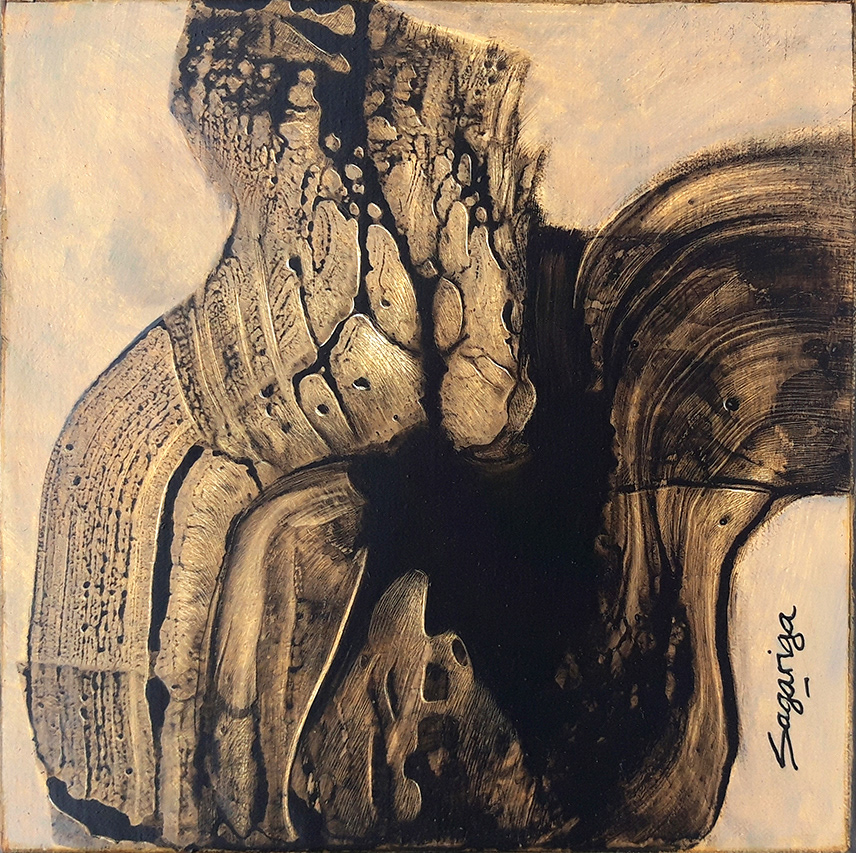 Untitled. 20 x 20 cm. Mixed media on linen (Acrylic, acrylic ink and scraping)