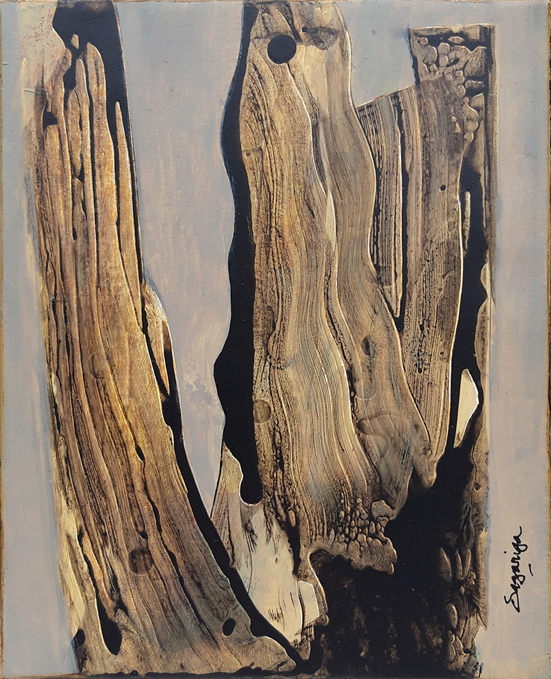 Untitled. 30 x 24 cm. Mixed media on linen (Acrylic, acrylic ink and scraping)