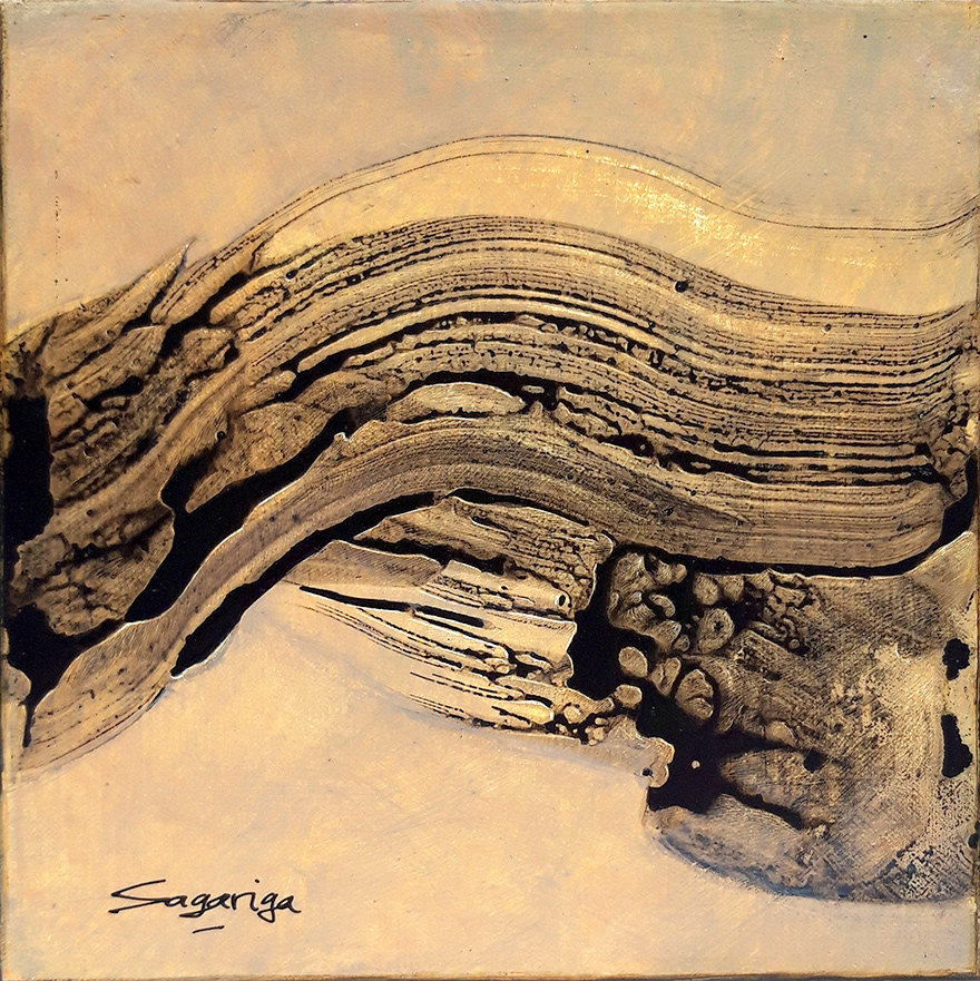 Untitled. 20 x 20 cm. Mixed media on linen (Acrylic, acrylic ink and scraping)