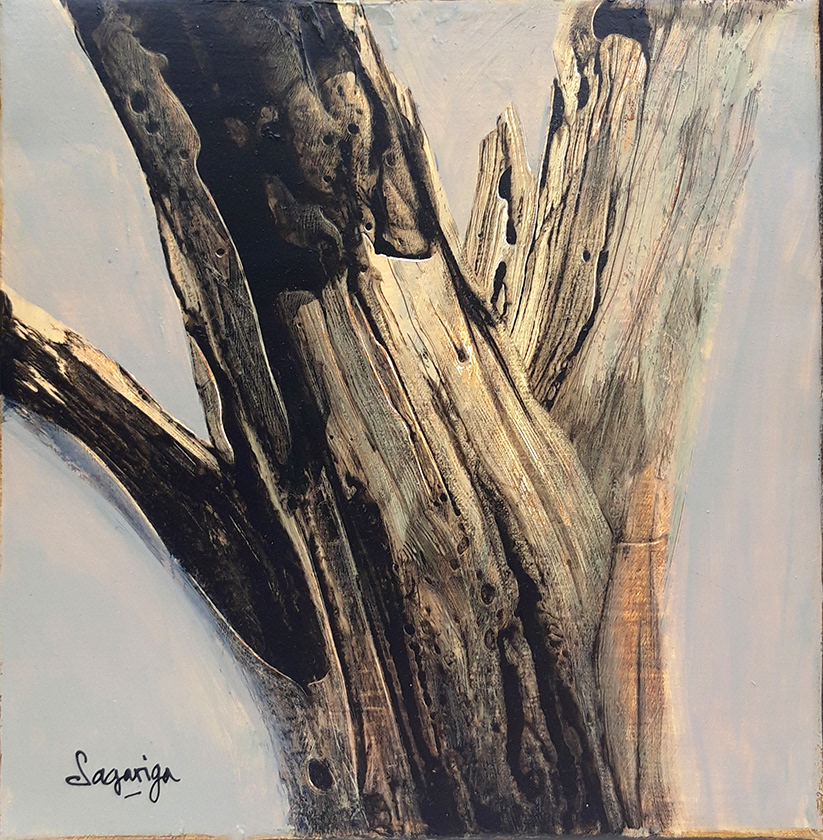 Untitled. 25 x 25 cm. Mixed media on linen (Acrylic, acrylic ink and scraping)