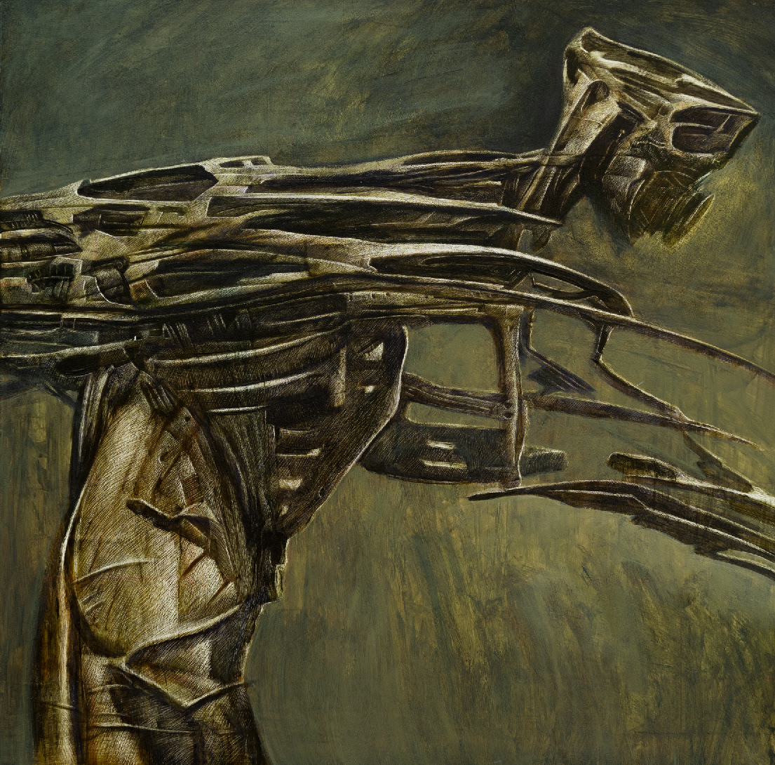 The weight of his cross (acrylic on board) (40x40cm)