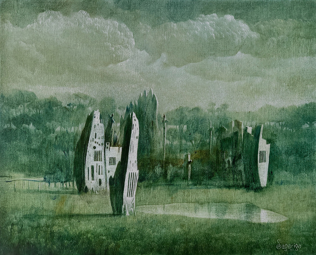 Menhirs (acrylic on board)