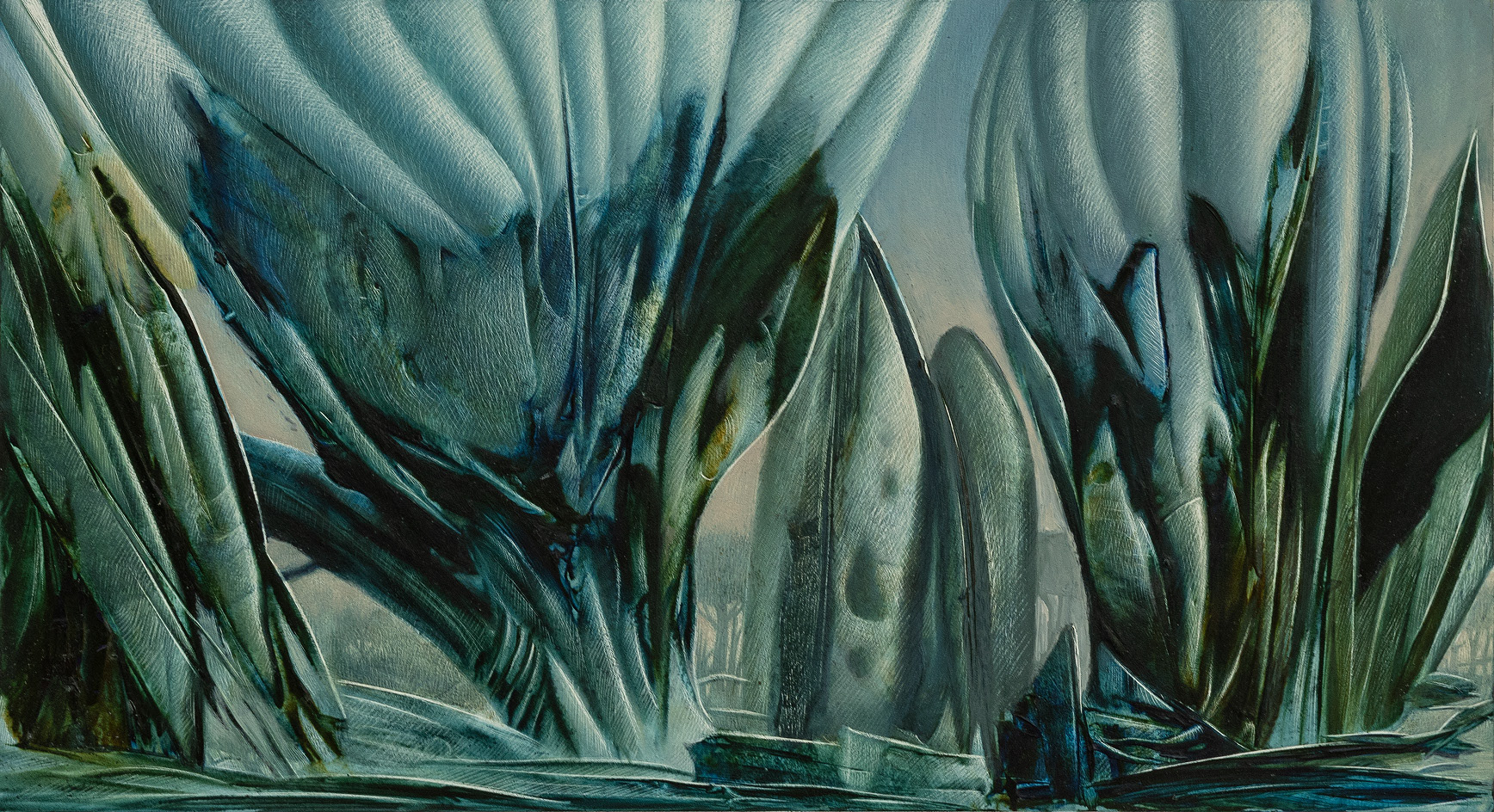 The whales are not so far away (acrylic on board) (18x33cm on 30x45cm)