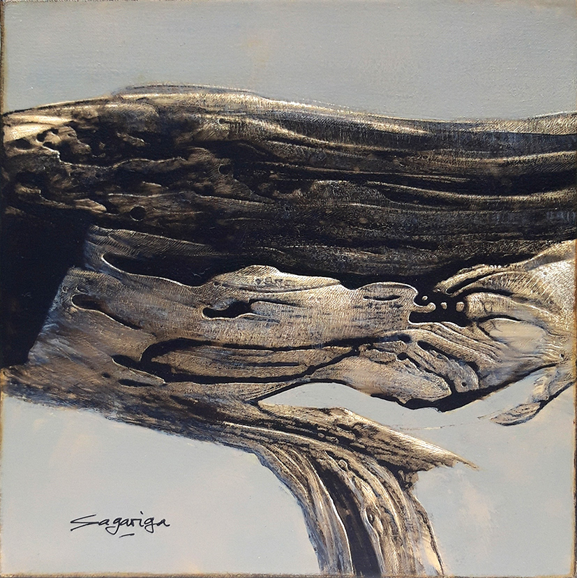 Untitled. 25 x 25 cm. Mixed media on linen (Acrylic, acrylic ink and scraping)