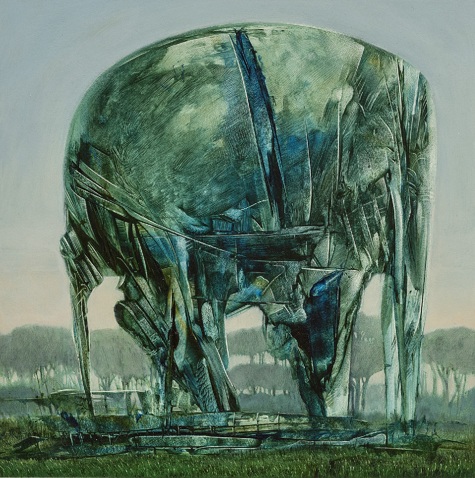 Pachyderm (acrylic on board) (28x28cm on 40x40cm)