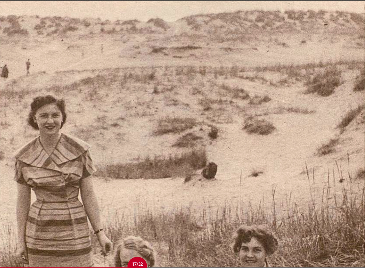 Tässä kuvassa rantadyyni on samassa muodossa kuin 1970- luvulla. Kuva on 1950-60 luvulta.