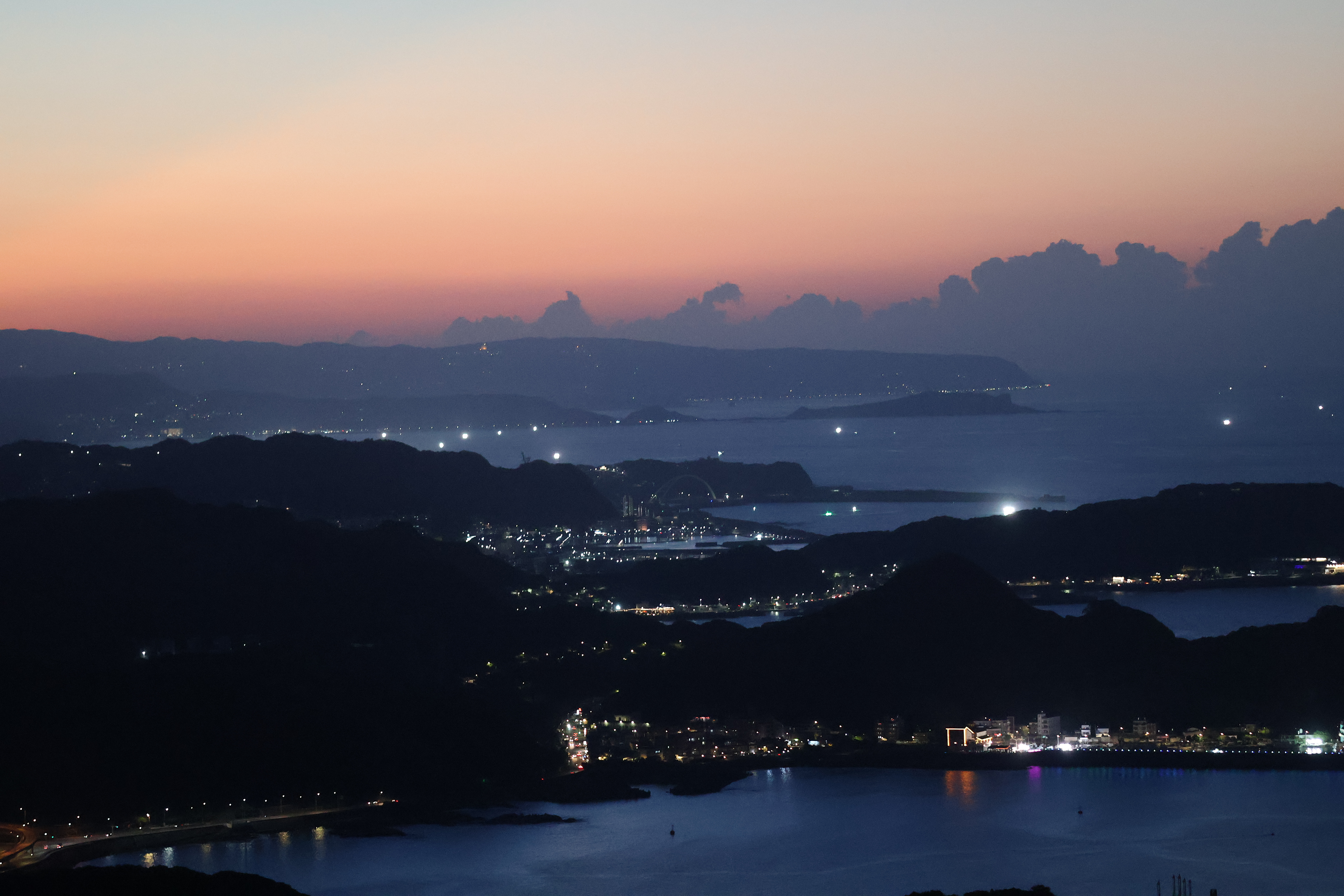 An aerial view of Jiufen coastland.