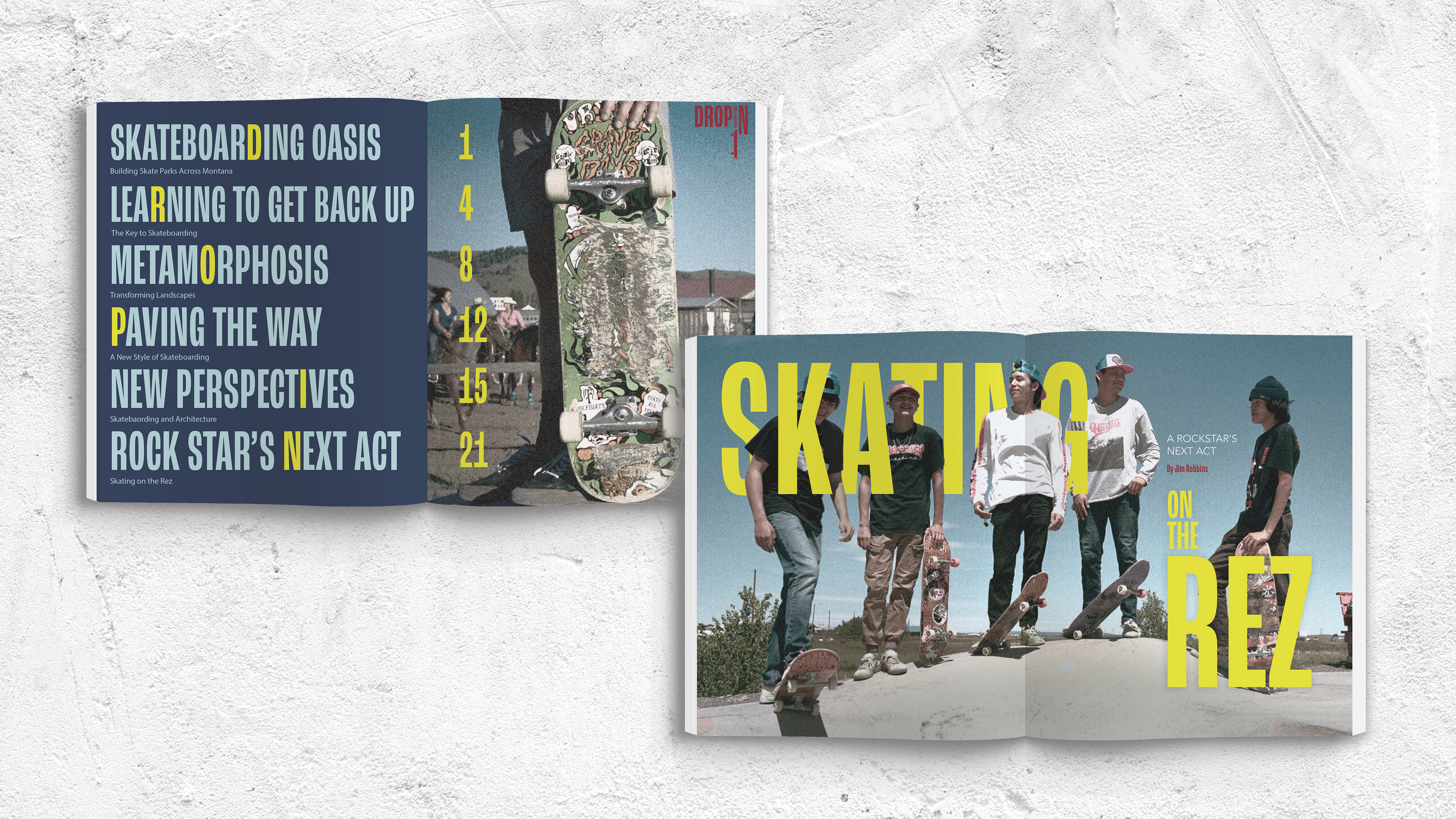 Mockup of the magazine's spreads