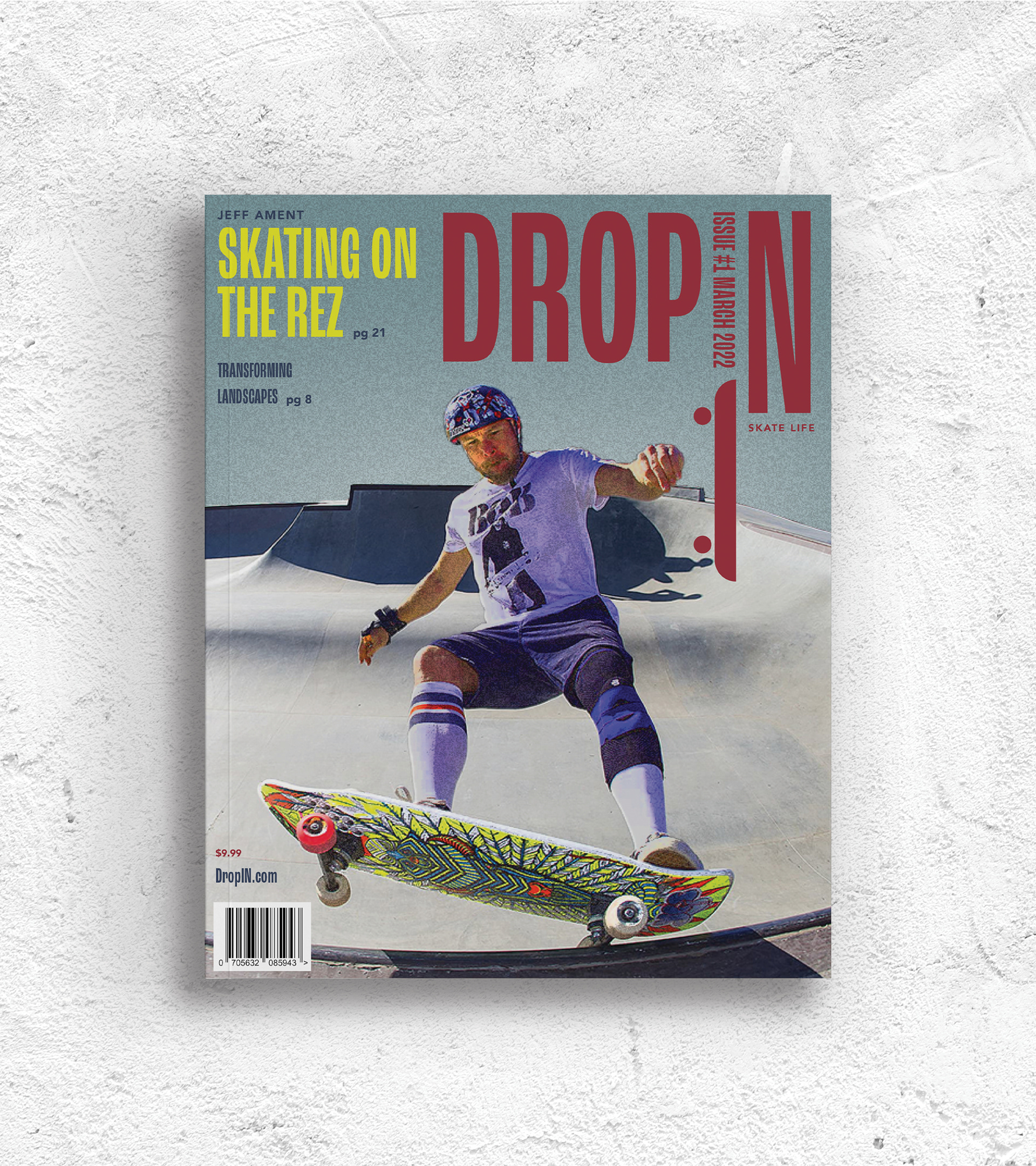 Mockup of the magazine's front cover