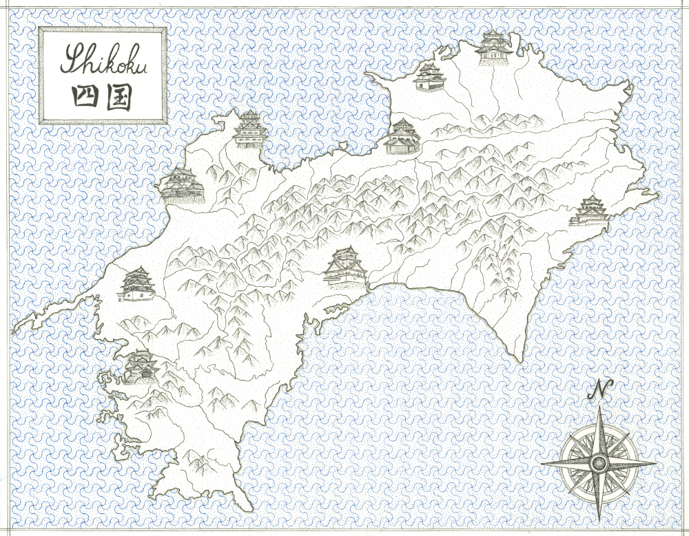 Carte de Shikoku; 32 x 41 cm