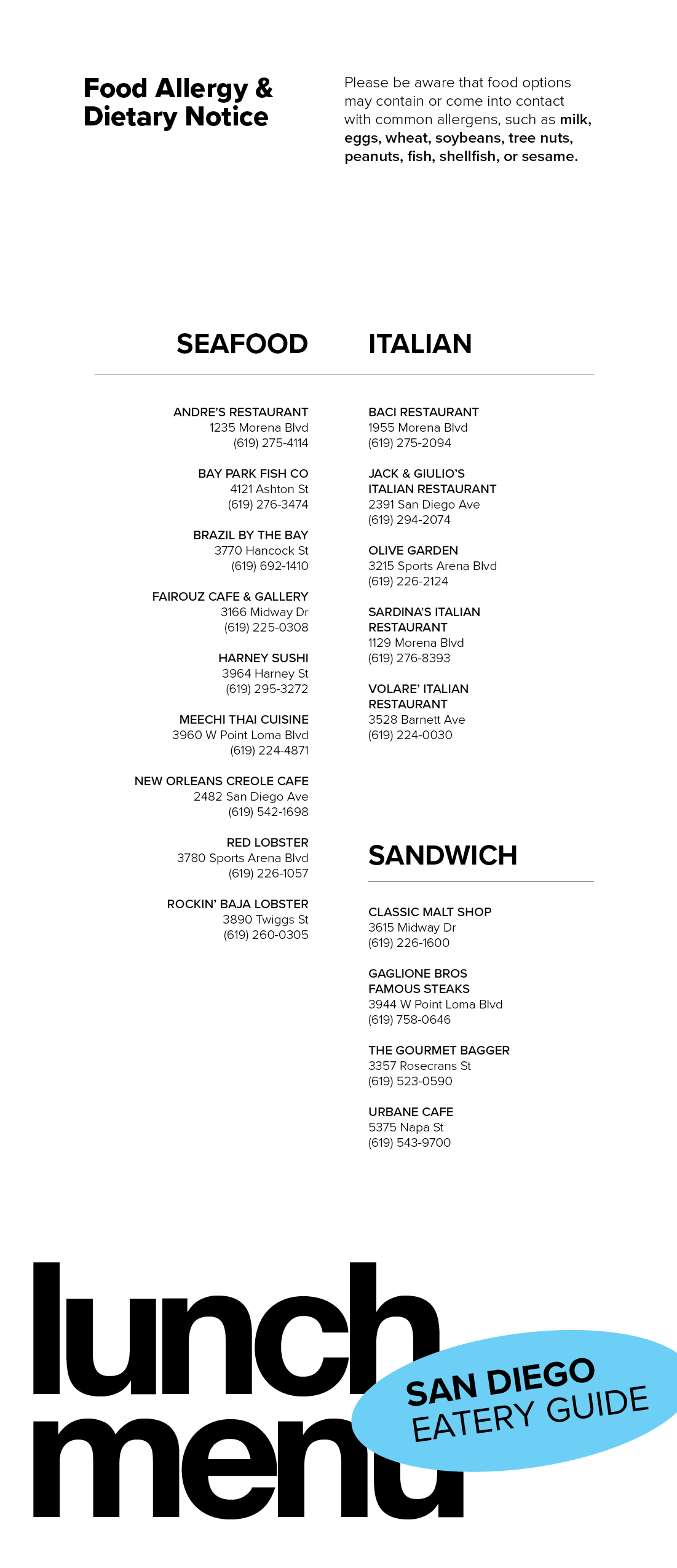 Eatery Guide - Back