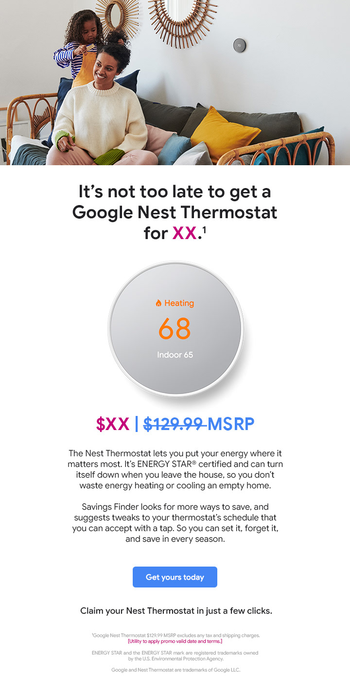 Google Nest Thermostat Dedicated Hero Email - Heating