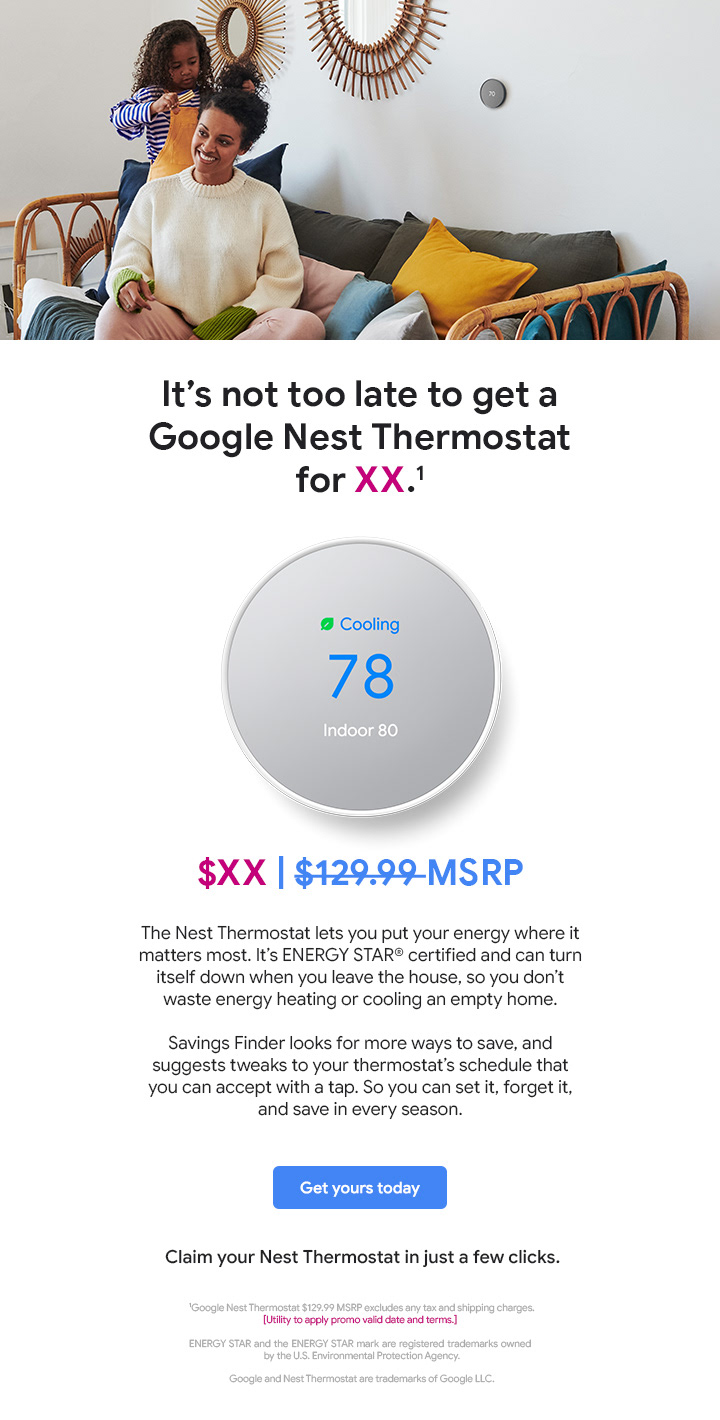Google Nest Thermostat Dedicated Hero Email - Cooling