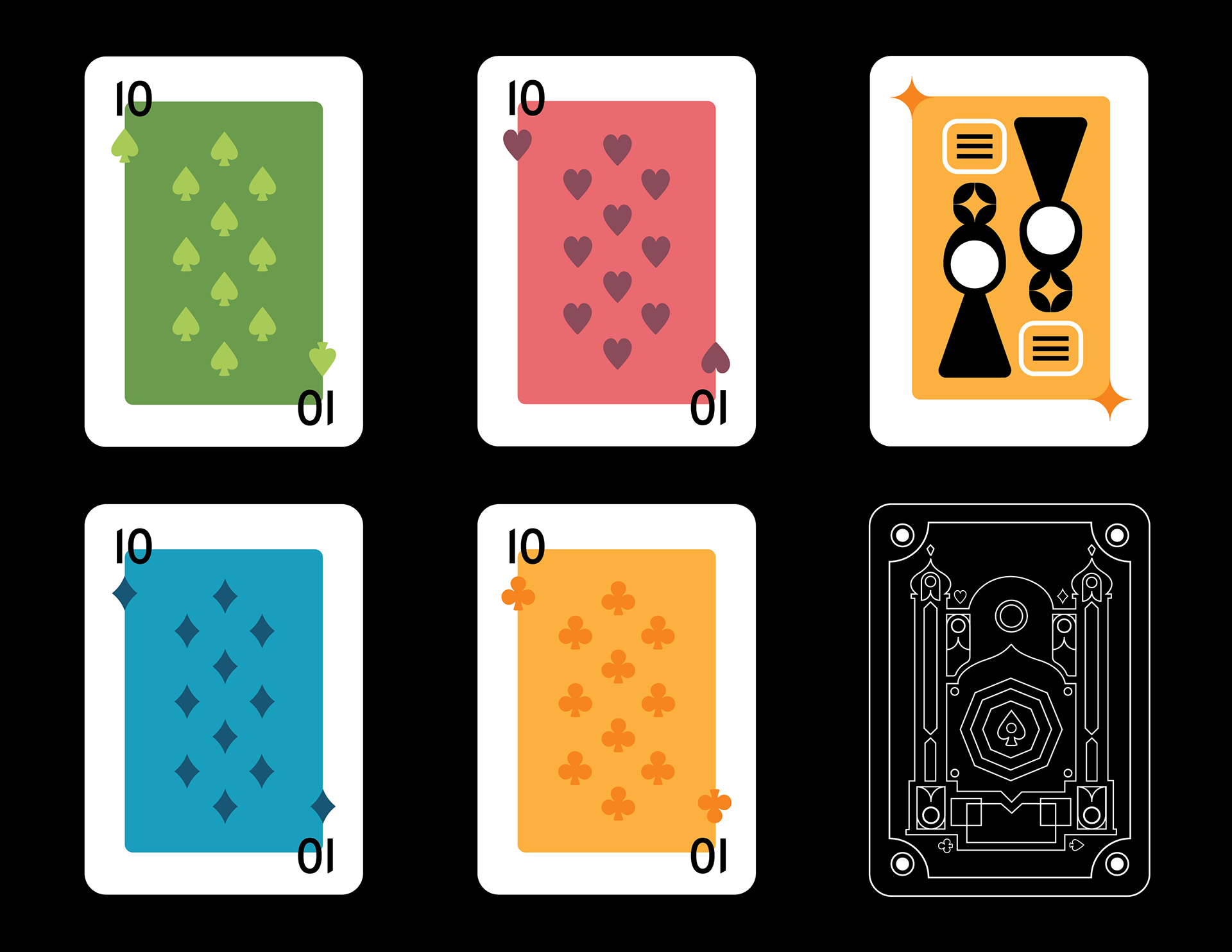 Number 10 Suite Cards, Joker, Card Back