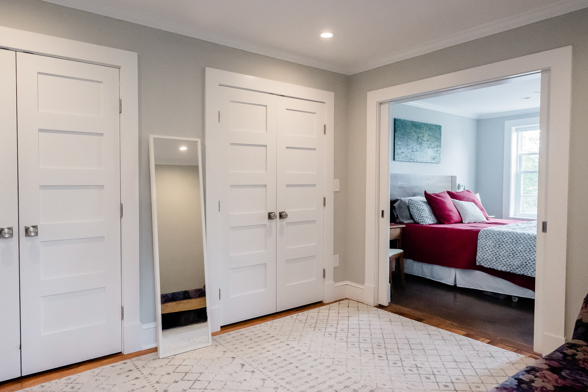 A small bedroom on the second floor was converted to a dressing room and guest bedroom.