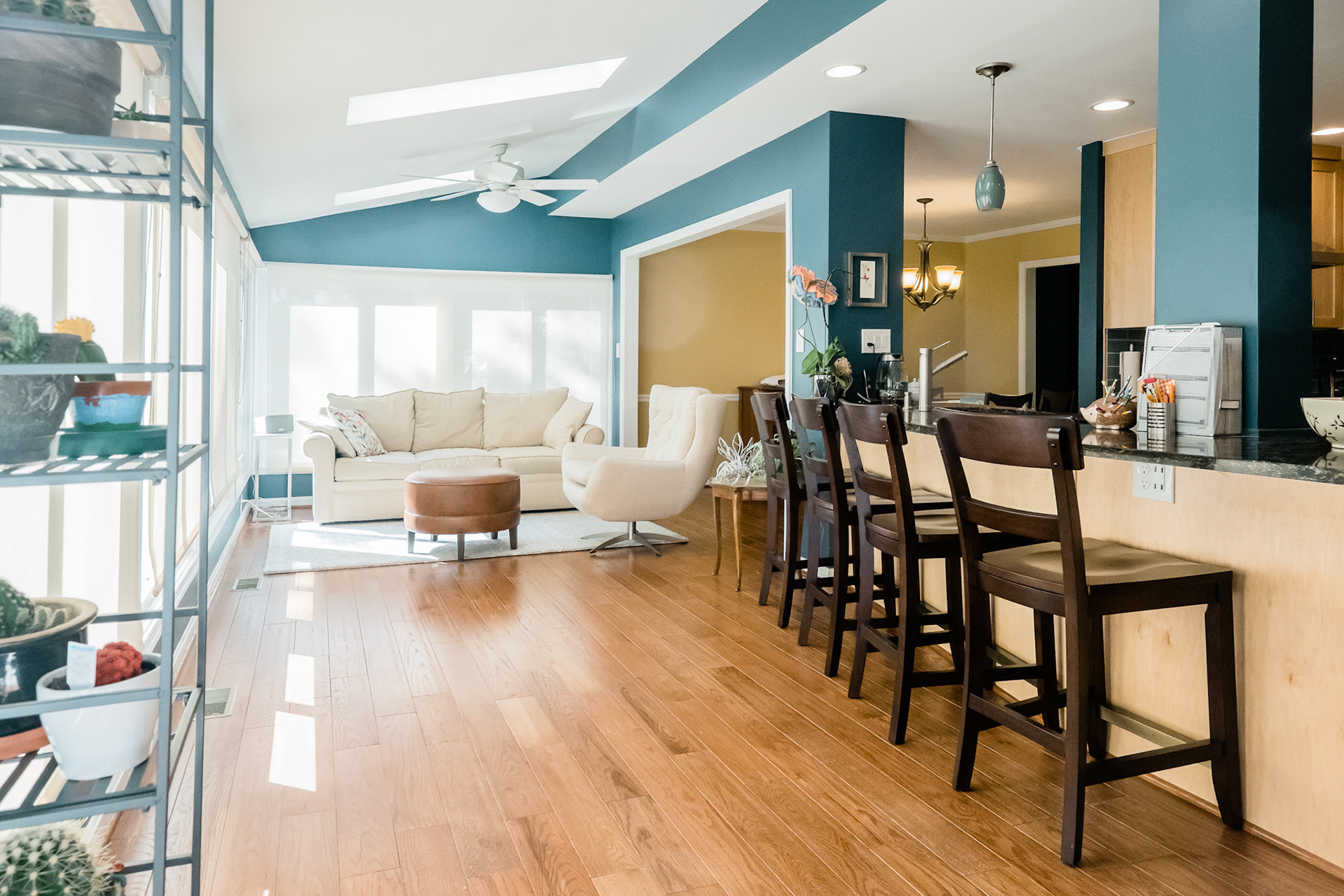 New counter seats for family meals and work space was added.