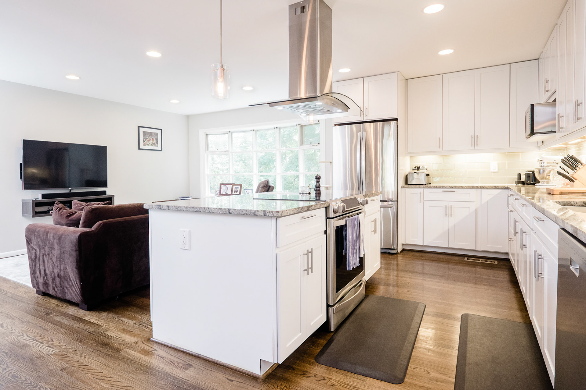 This first level area of this 1950 ranch was completely remodeled to fit the needs of the new home owners.