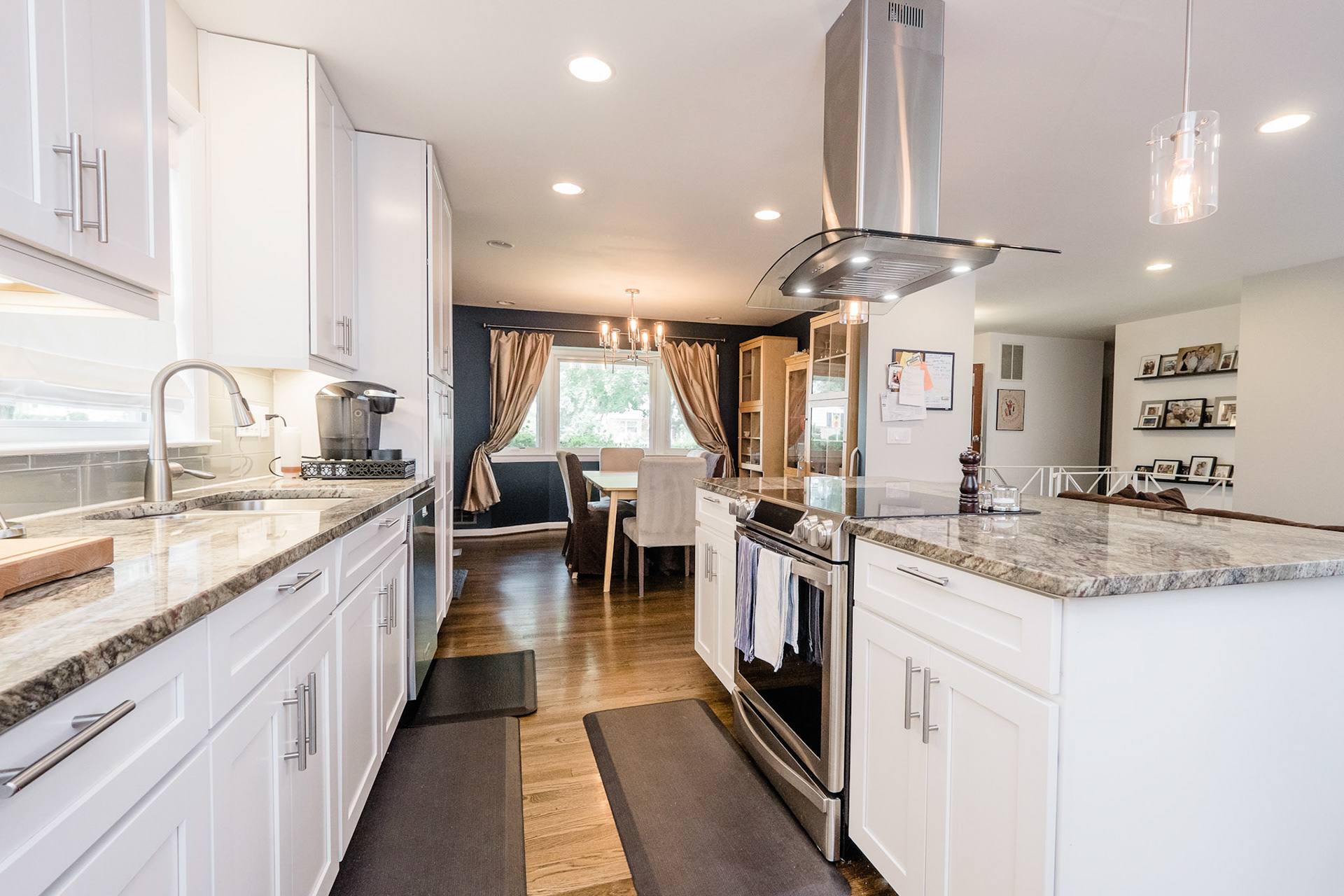 A dining room is created in the space of the original eat-in kitchen.