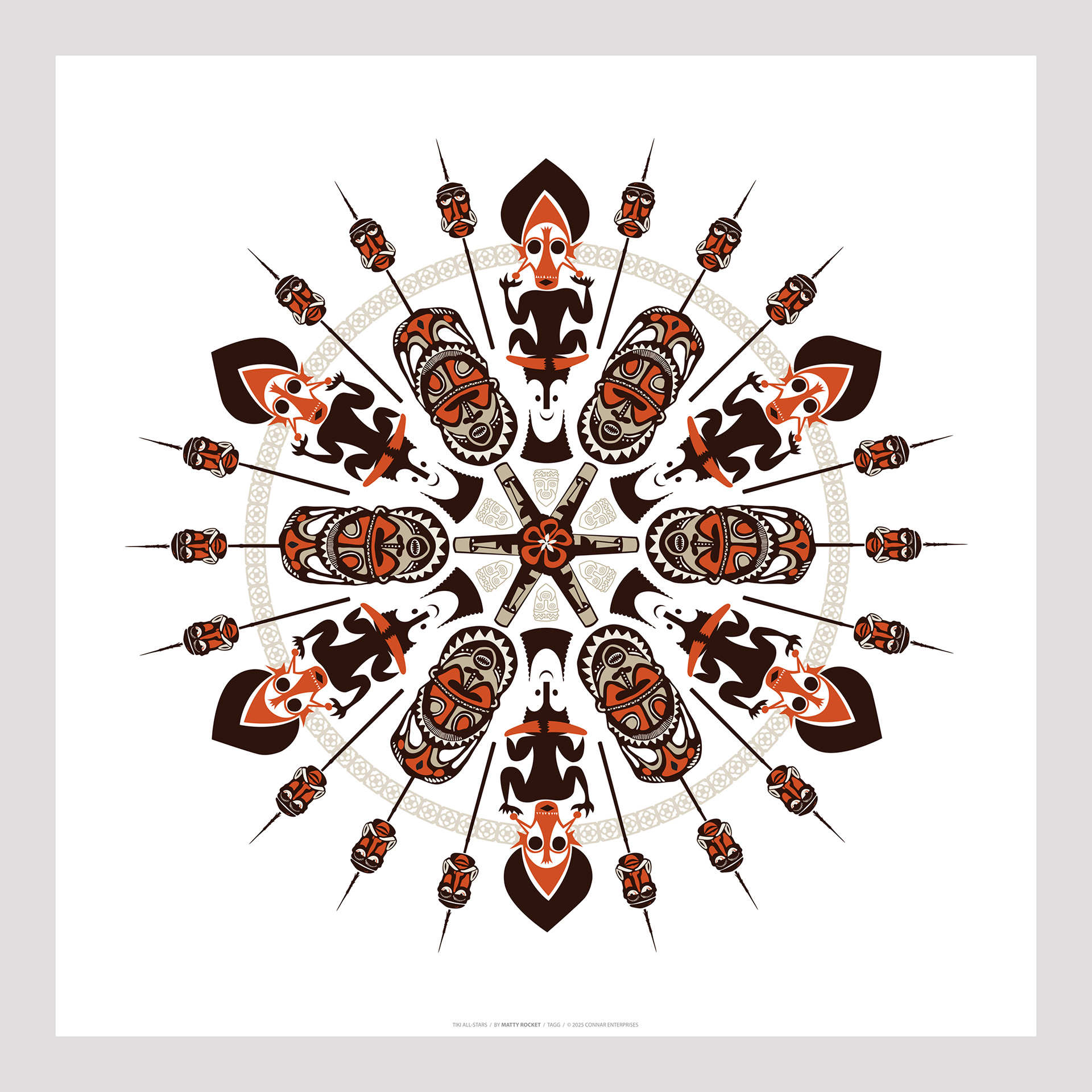Tiki All-stars, 24 x 24, Lithograph (2025)