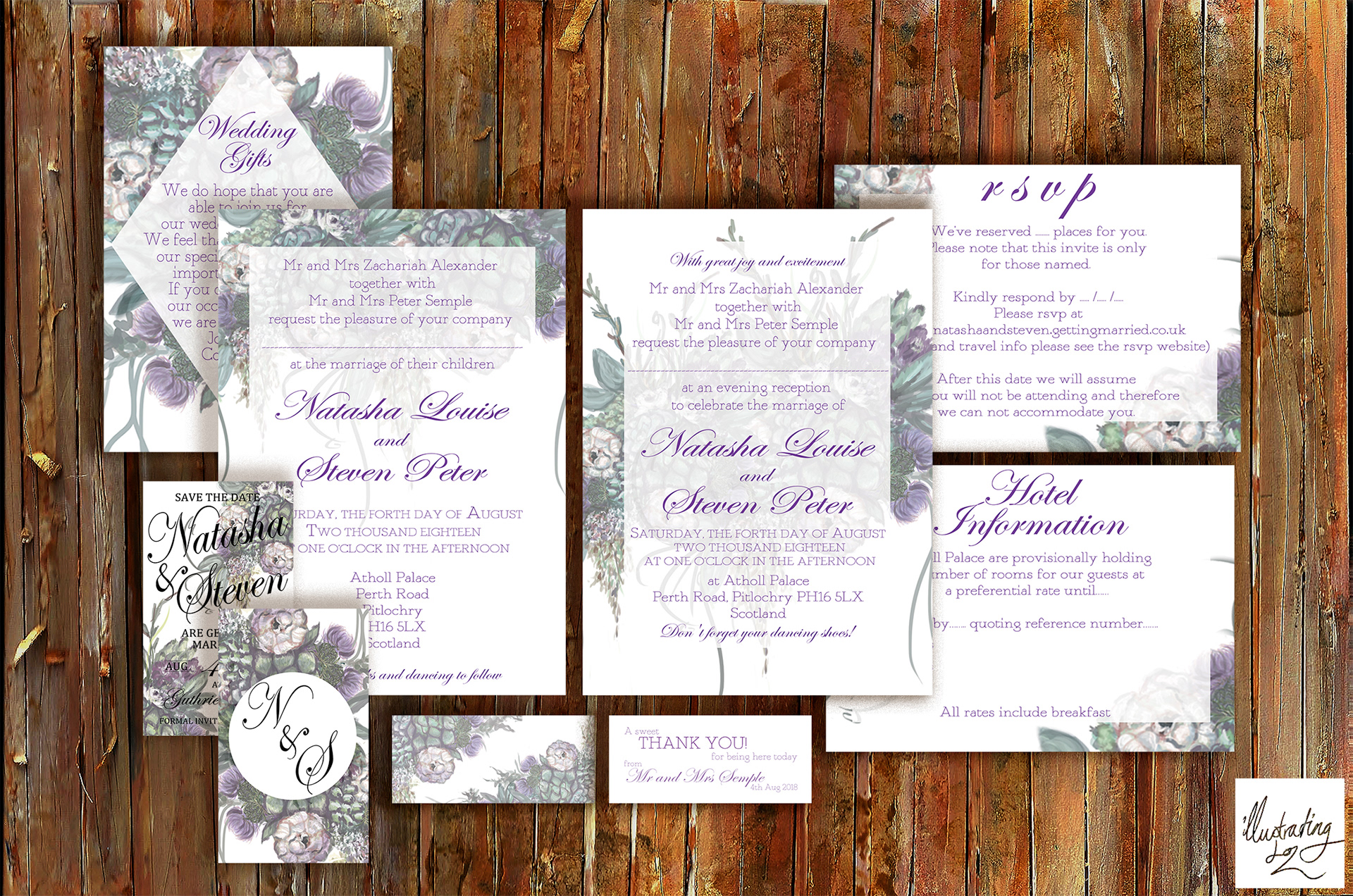 wedding stationary - thistles