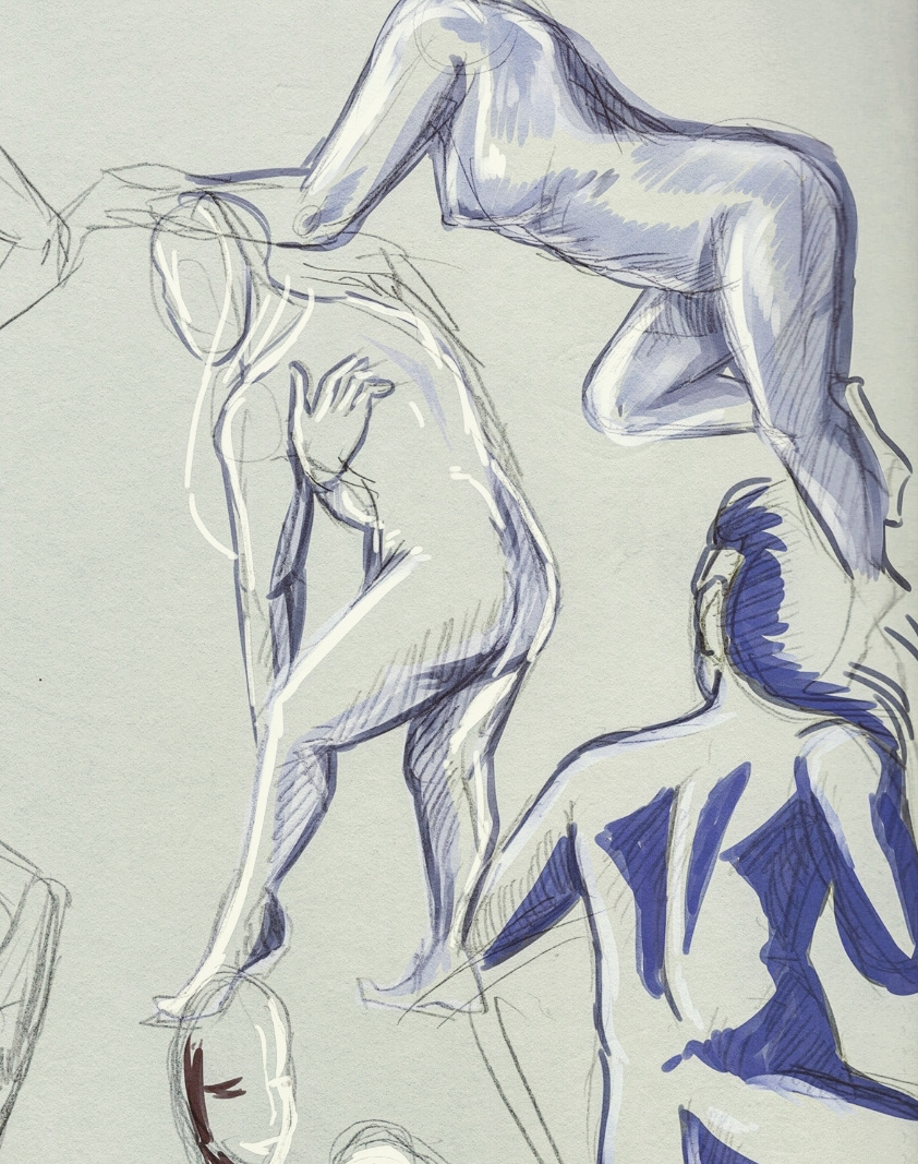 I touched the sketches up digitally to emphasise the shadows