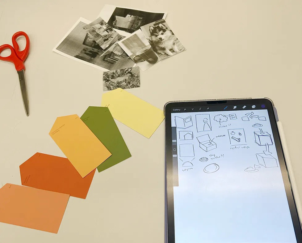 TALKING: We asked participants to imagine different solutions to sharing recipes, increasing the difficulty by adding different constraints.