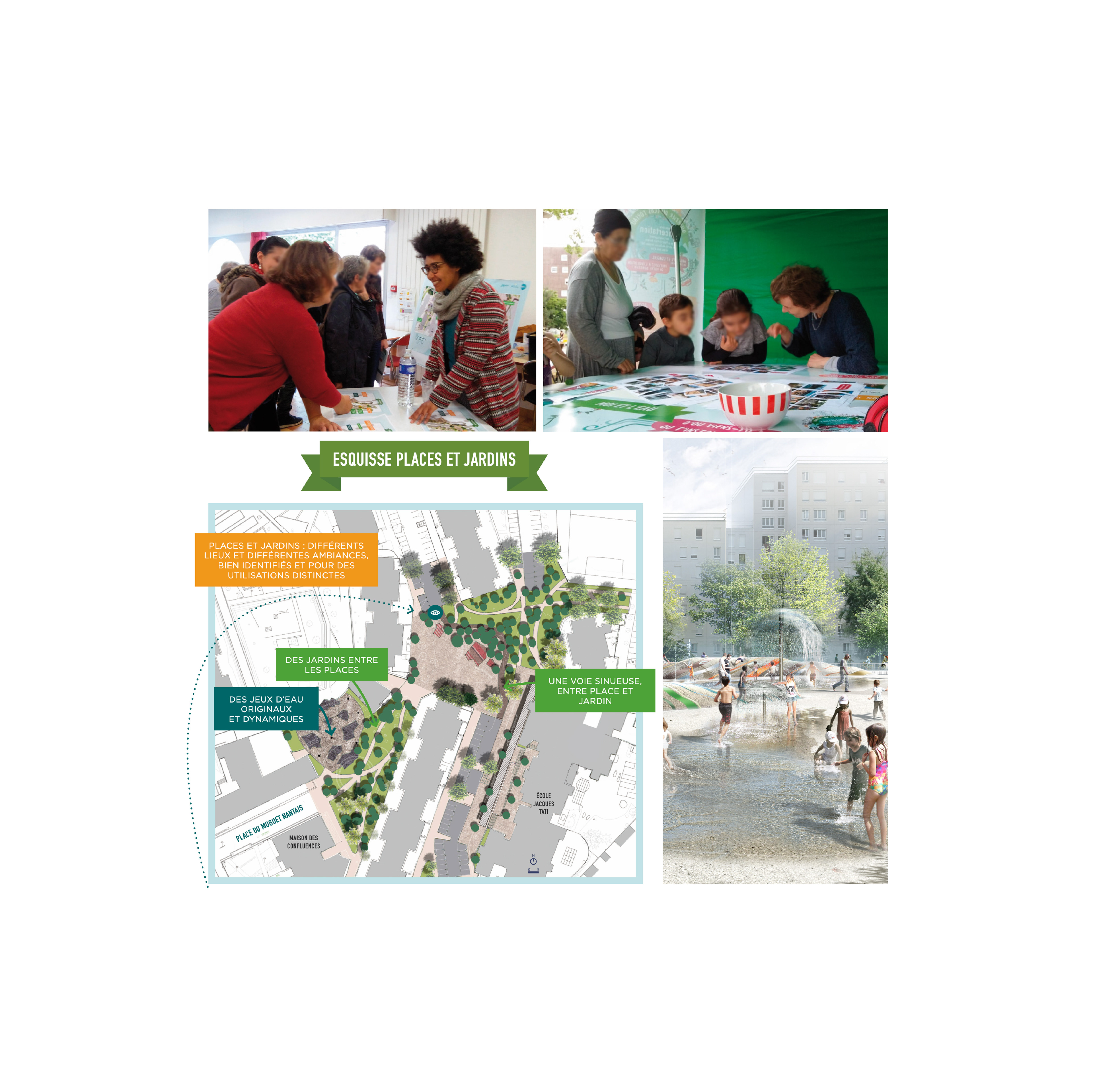 Moss paysage paysagiste concepteur urbaniste urbain projet architecture graphisme design espace designer designeur scénographie urbanism lansdscape architecture Pays de la Loire Loire Atlantique Nantes Clos Toreau jeux d’eau coeur d ilot îlot voirie aménagement concertation lieu de vie végétation chaleur quartier accès partage piéton cheminement graphisme