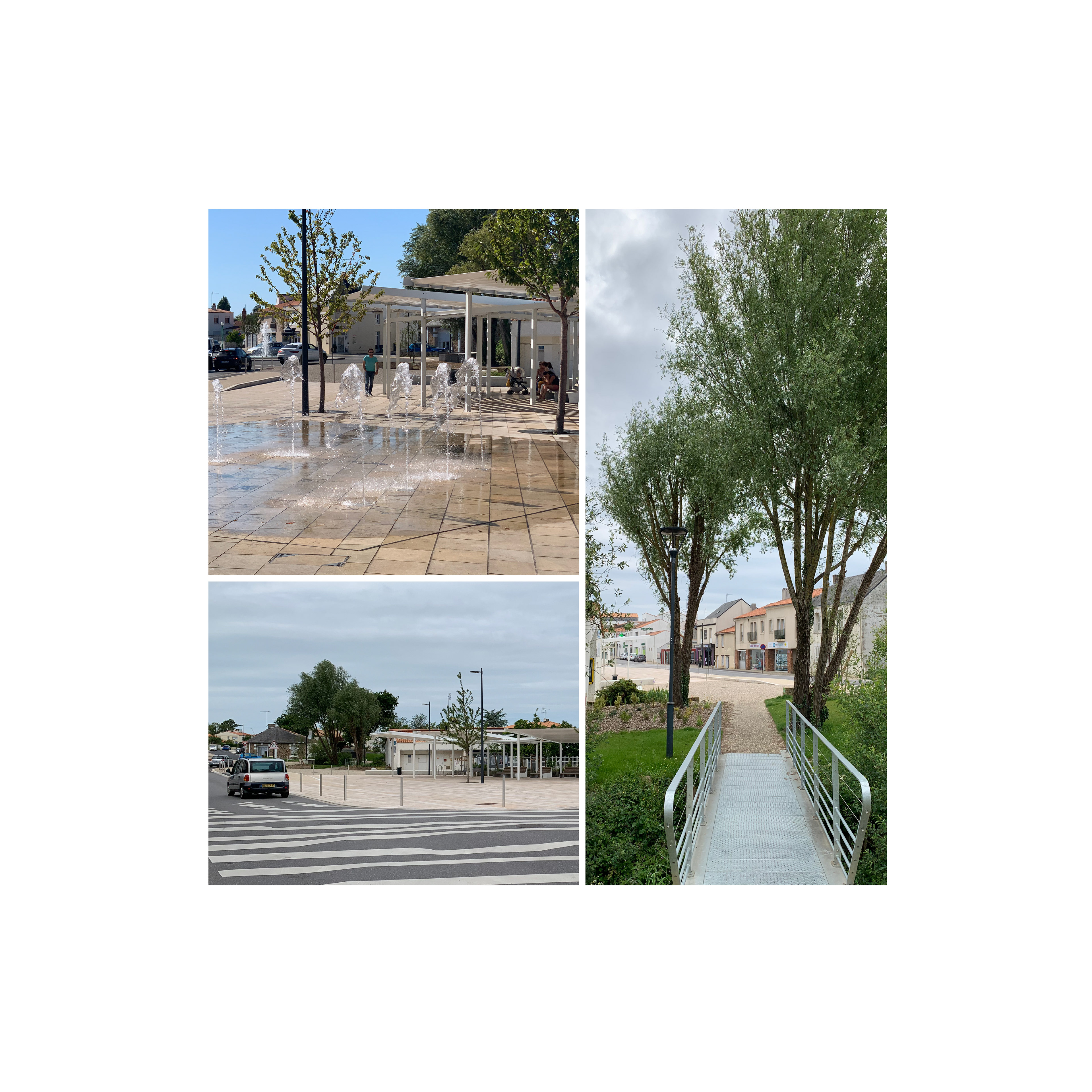 Moss paysage paysagiste concepteur urbaniste urbain projet architecture graphisme design espace designer designeur scénographie urbanism lansdscape architecture chateau Olonne Vendée parvis marché usage piéton cycle cycliste voiture partage bus attente scolaire école ombre jeux d’eau fontaine pont végétation lien coeur bourg usage carrefour graphisme sol sécurité
