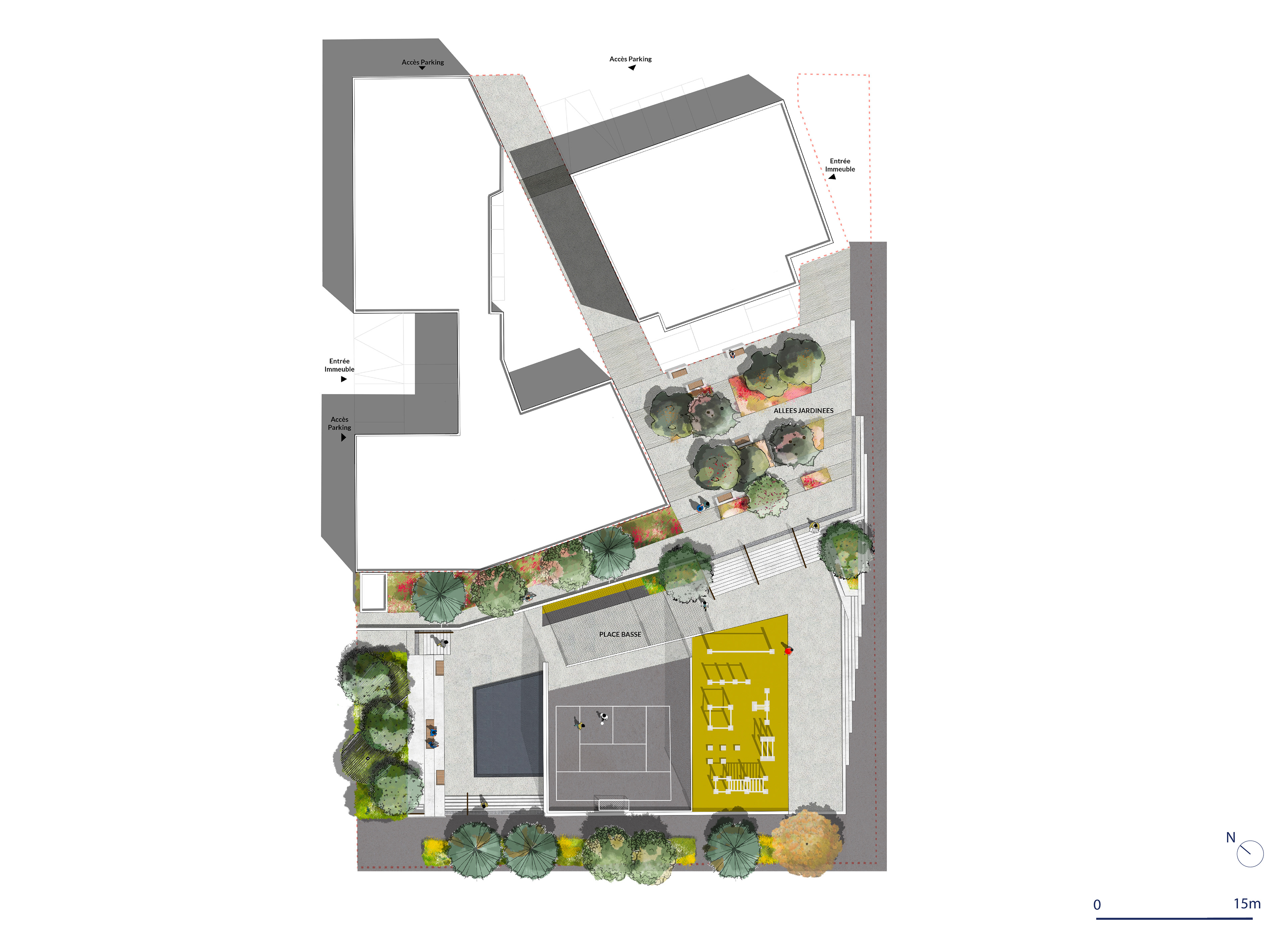 Moss paysage paysagiste concepteur urbaniste urbain projet architecture graphisme design espace designer designeur scénographie urbanism lansdscape architecture Pays de la loire Angers carré Haffner square coeur îlot transition création quartier usage lieu de vie sport terrain jeux graphisme ligne ludique sportive végétation