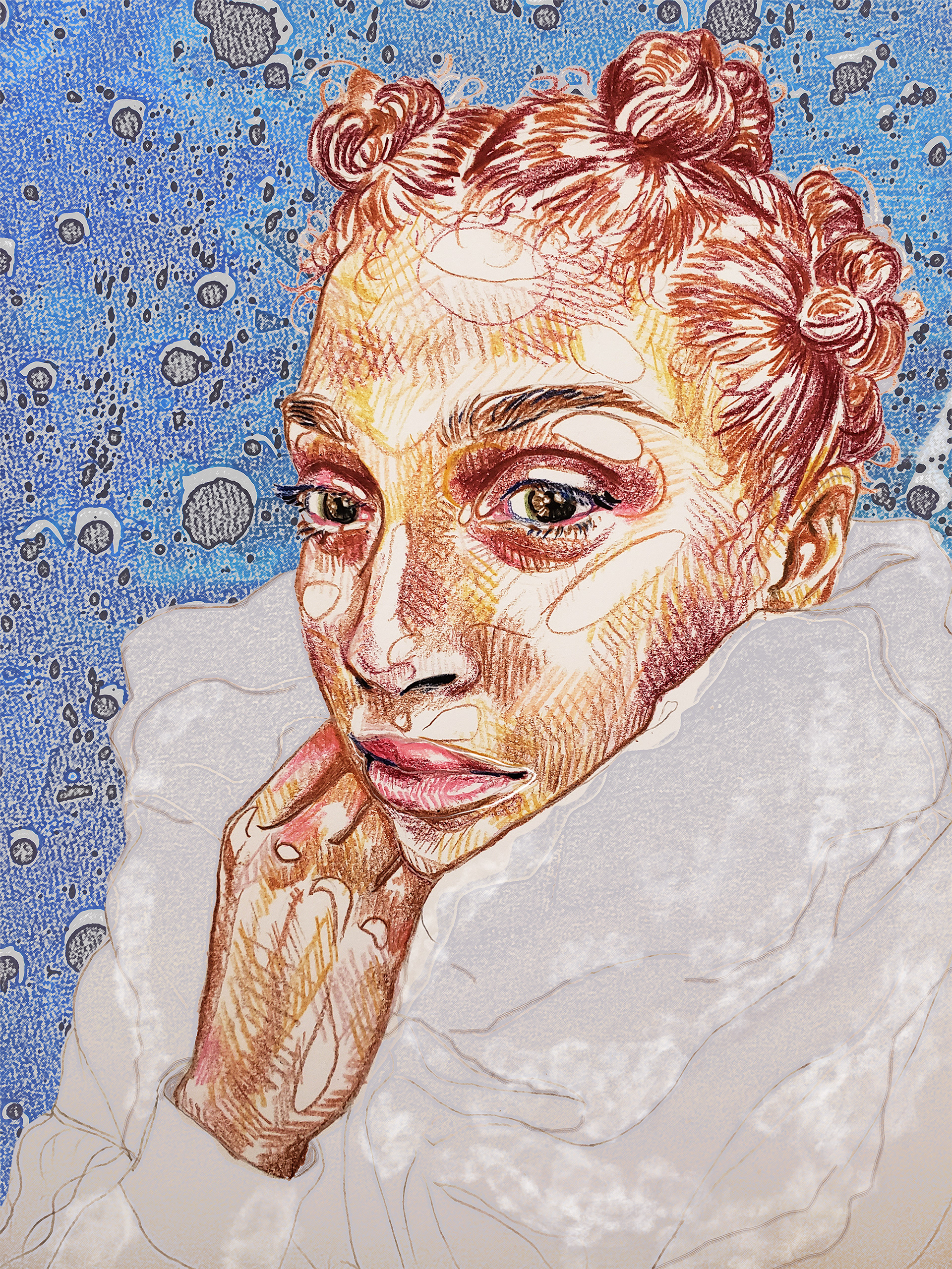 Jess, 2020, Pencil, Pastel, & Crayon on Paper + Digital