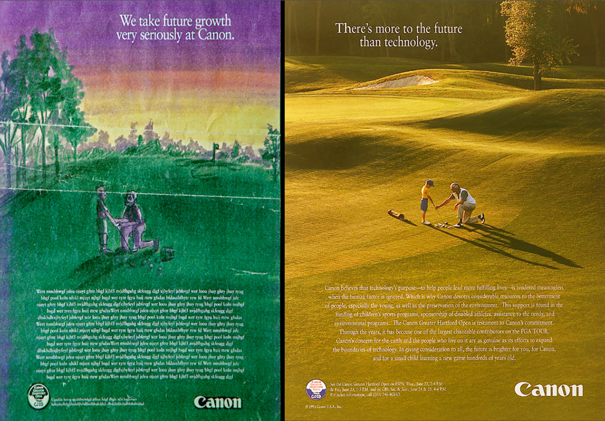 Canon Inc. Storyboard concept to printed Ad
