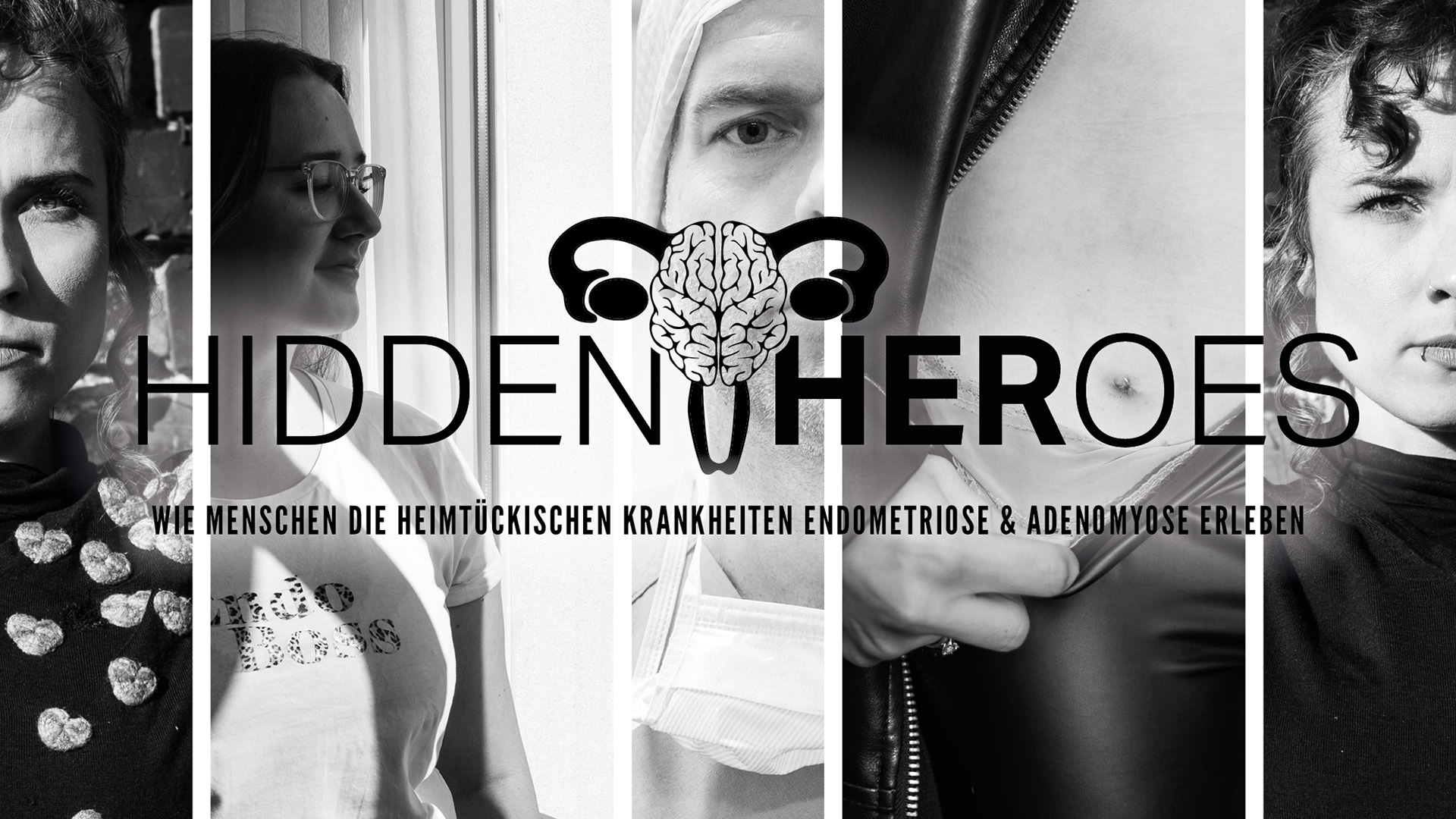 Collage aus Menschen, die an den heimtückischen Krankheiten Endometriose und Adenomyose erkrankt sind