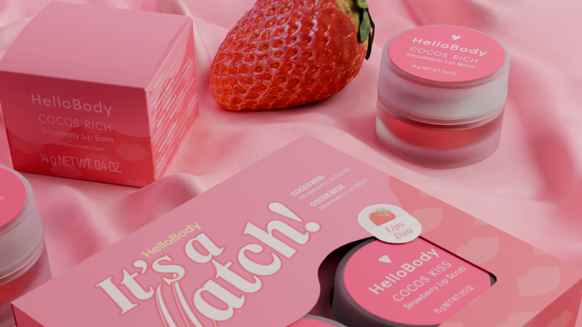 Hello Body Valentine LipSet Strawberry Packaging