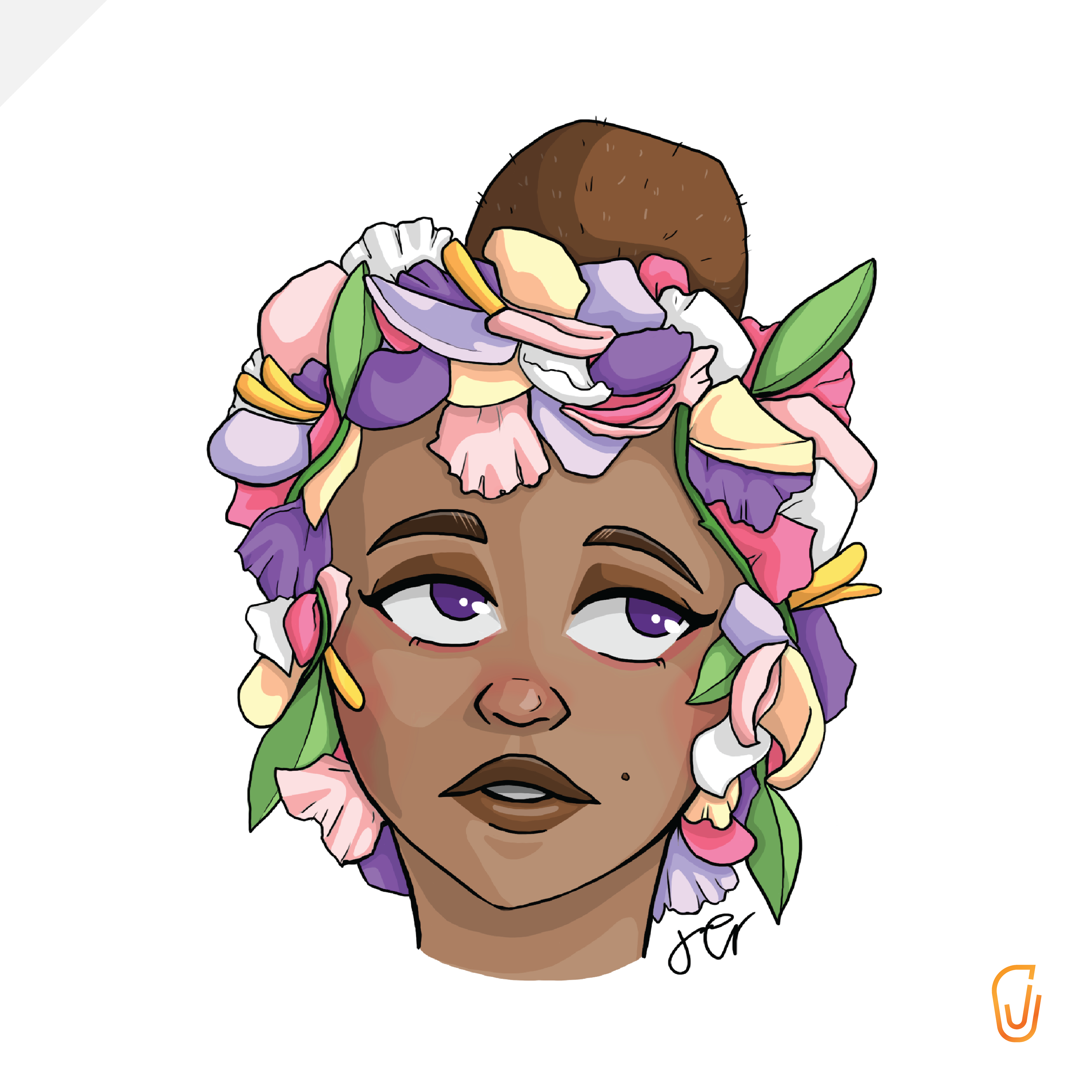 Girl with Flower Hair and Coconut Bun (2019)