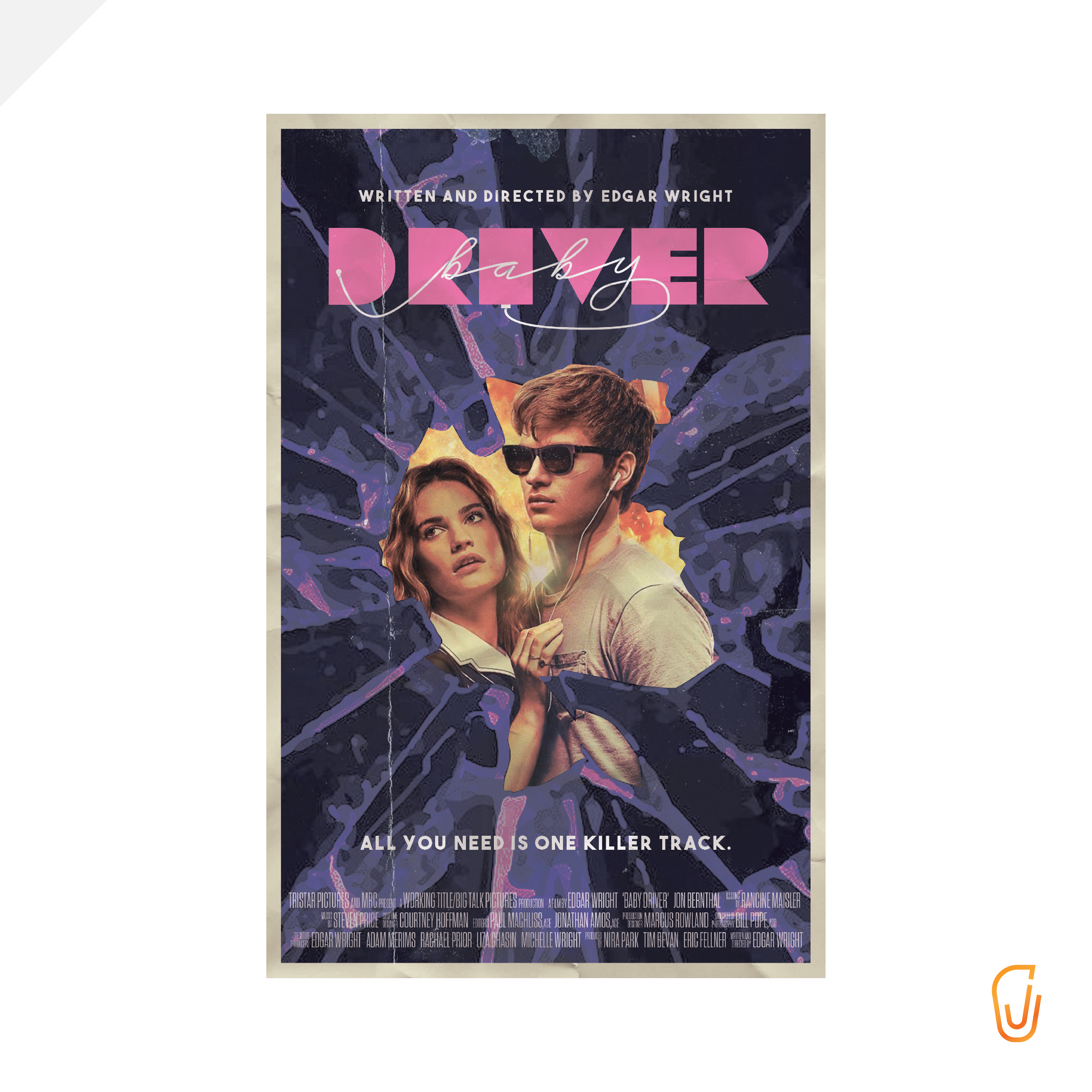 Baby Driver Movie Poster - Typography - Leads in Broken Glass (2019)