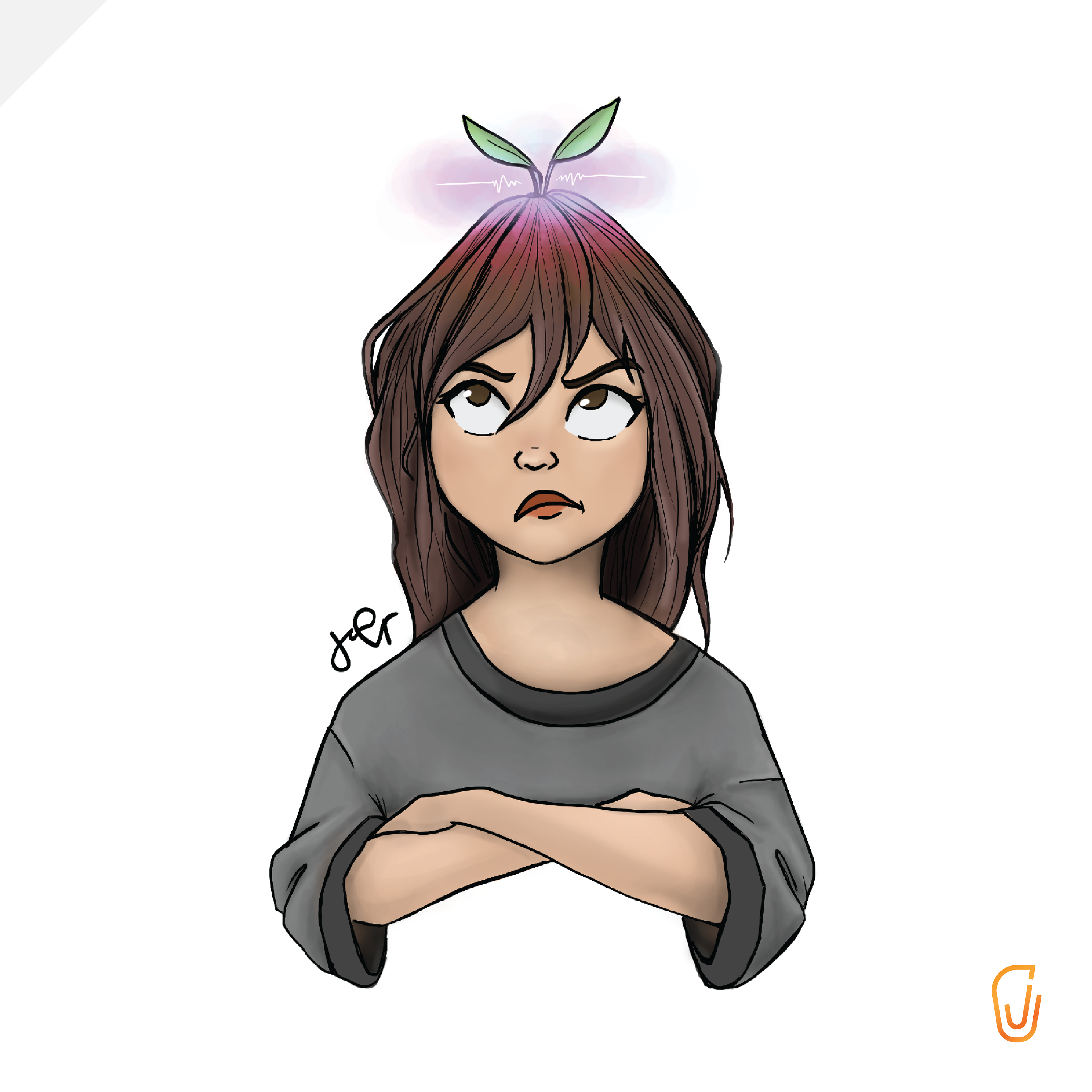 Annoyed Girl with Plant Sprouting on Head (2019)