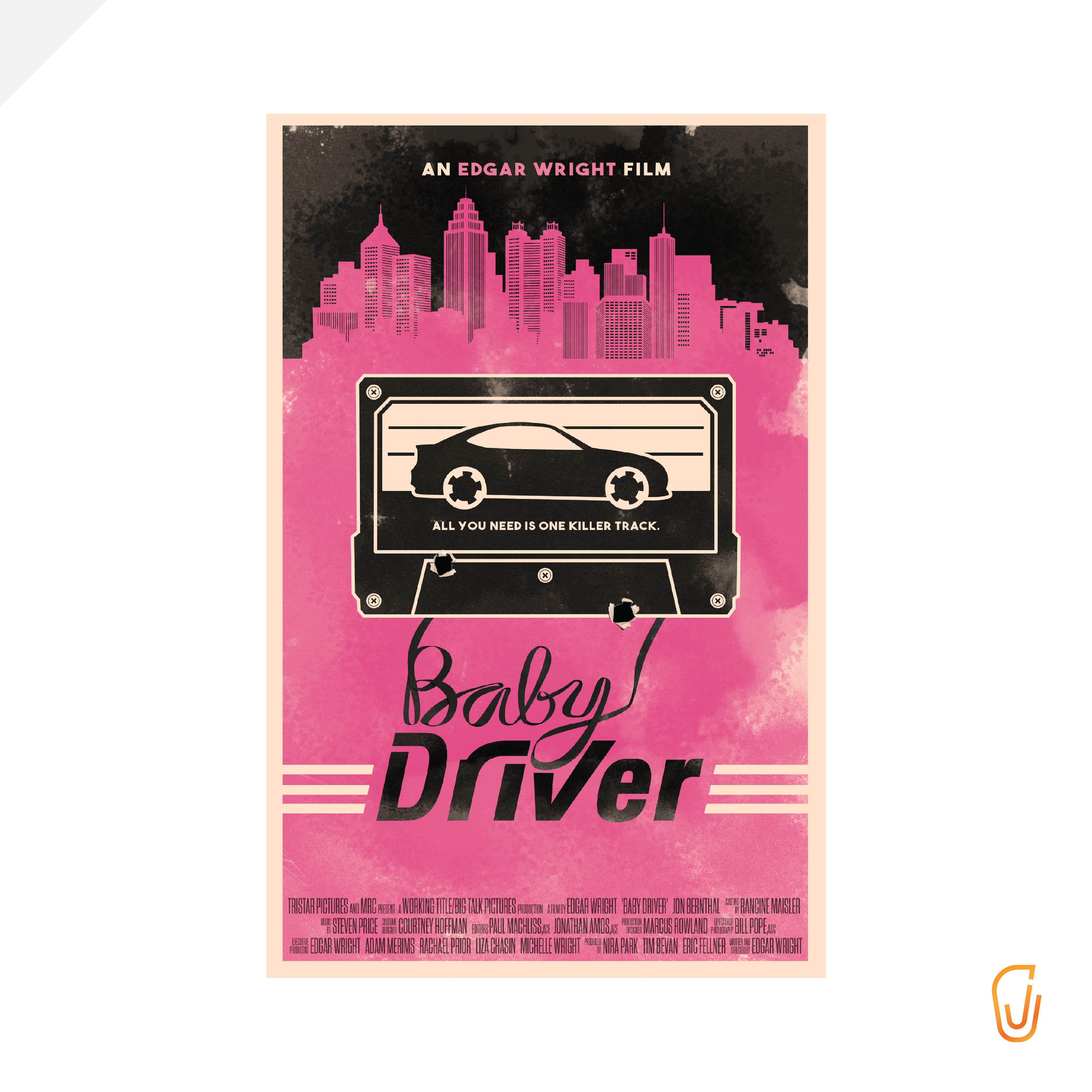 Baby Driver Movie Poster - Typography - Vector Cassette Tape (2019)