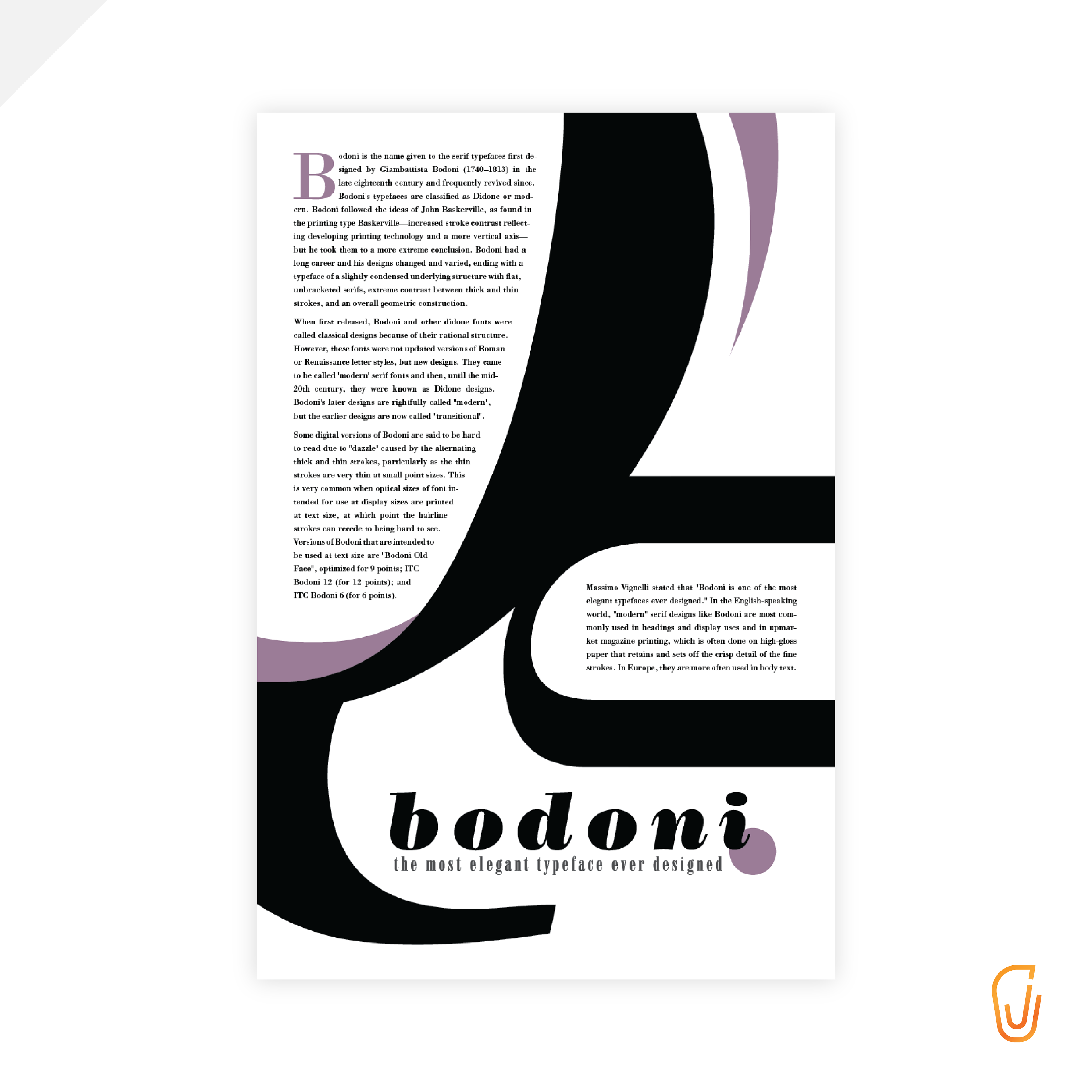 Bodoni Typography Poster - Purple Q (2019)