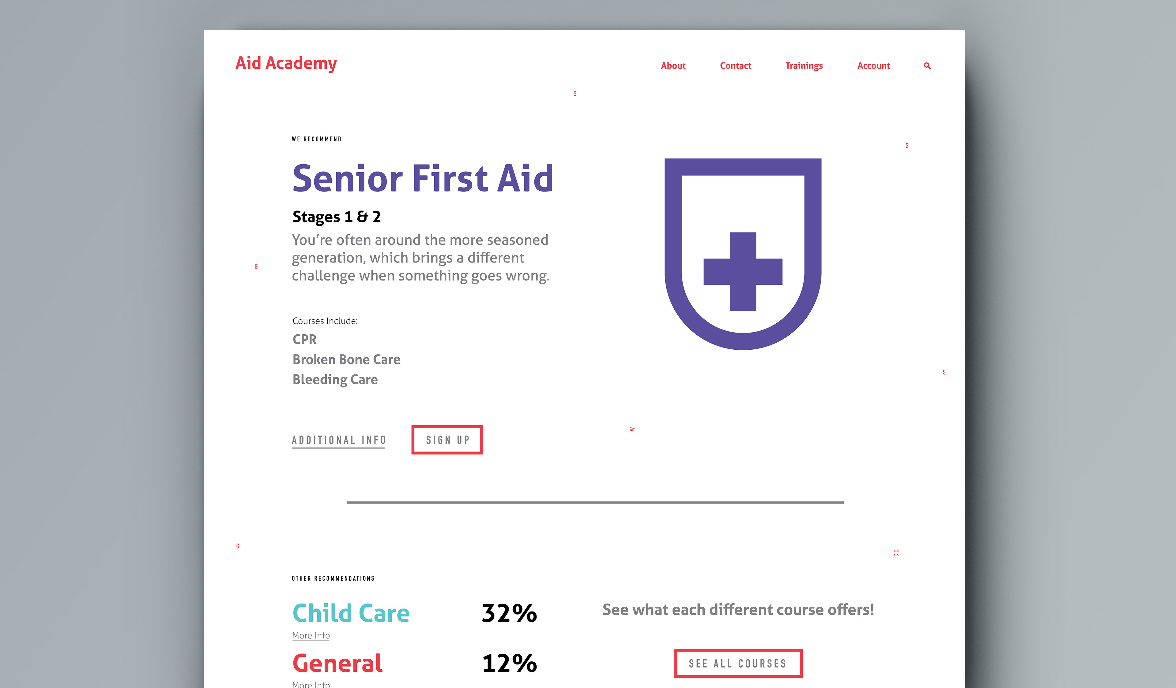 Aid Academy's site, course recommendation.